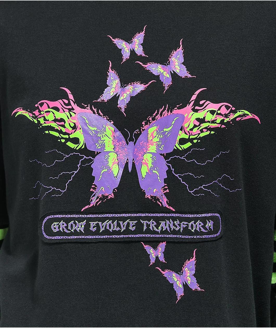 Vitriol Bixie Black & Green Layered Long Sleeve T-Shirt Product Image