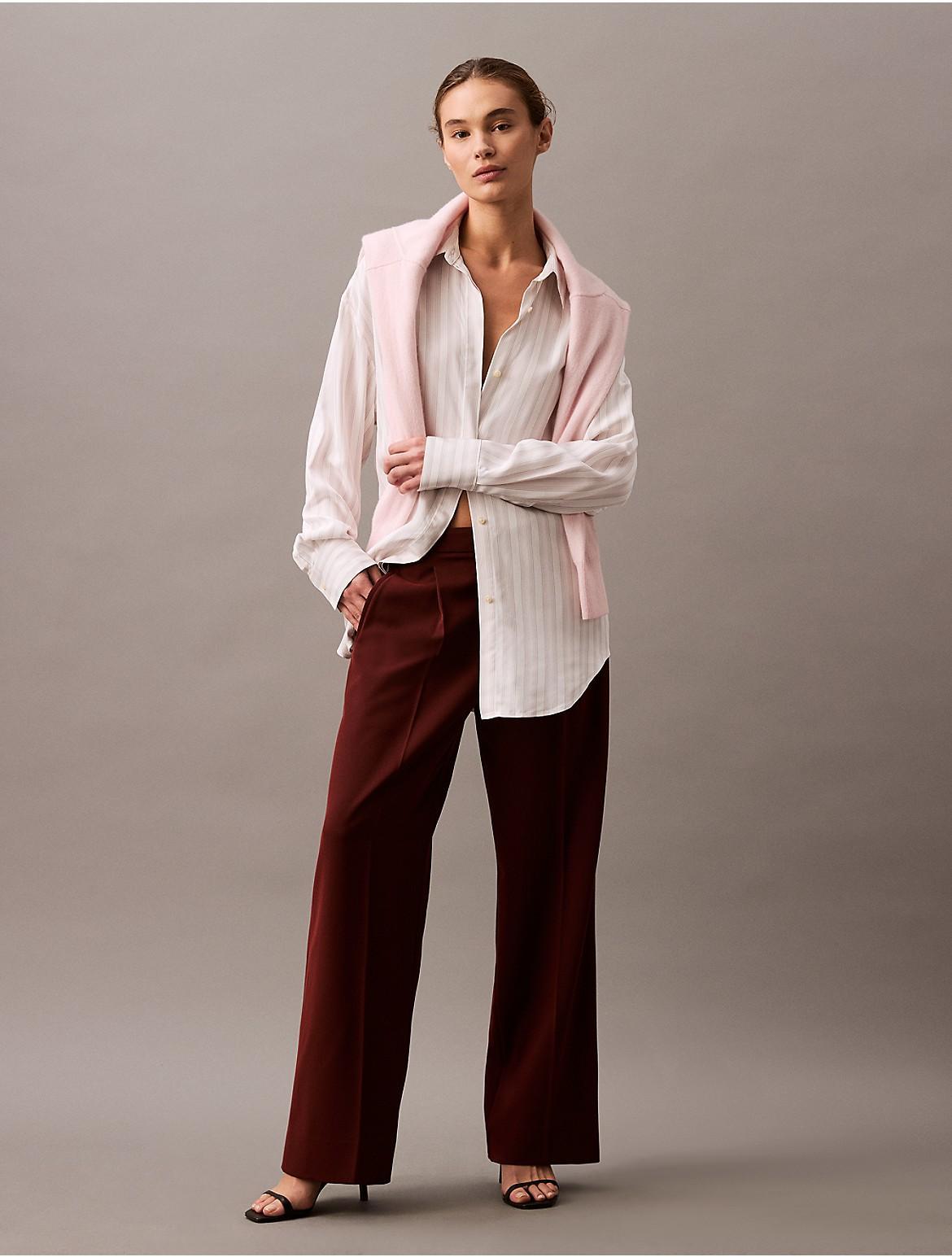 Calvin Klein Women's Soft Crepe Pleated Trouser - Black - 10 Product Image