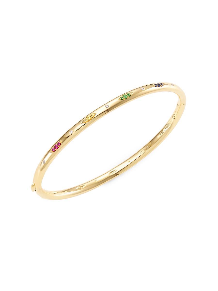 Womens Gypsy 18K Yellow Gold & Multi-Stone Candy Pav Bangle Bracelet Product Image