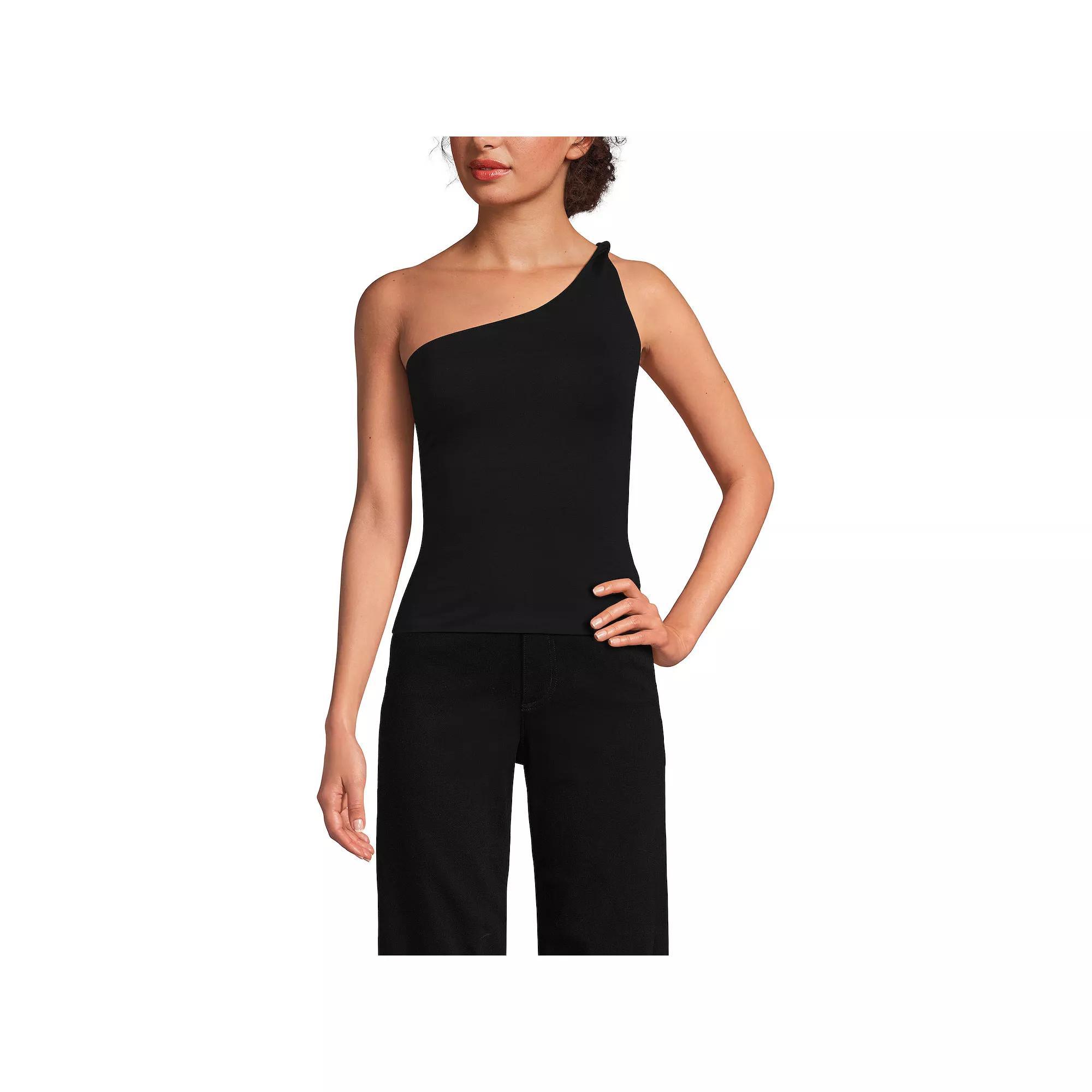 Women's Lands' End Slender One Shoulder Top, Size: XL, Black Product Image