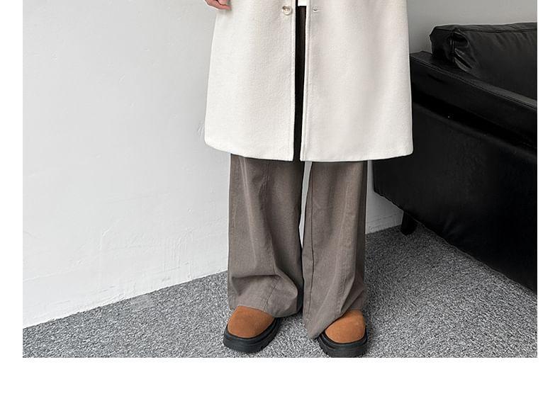 Collared Button-Up Plain Long Coat Product Image