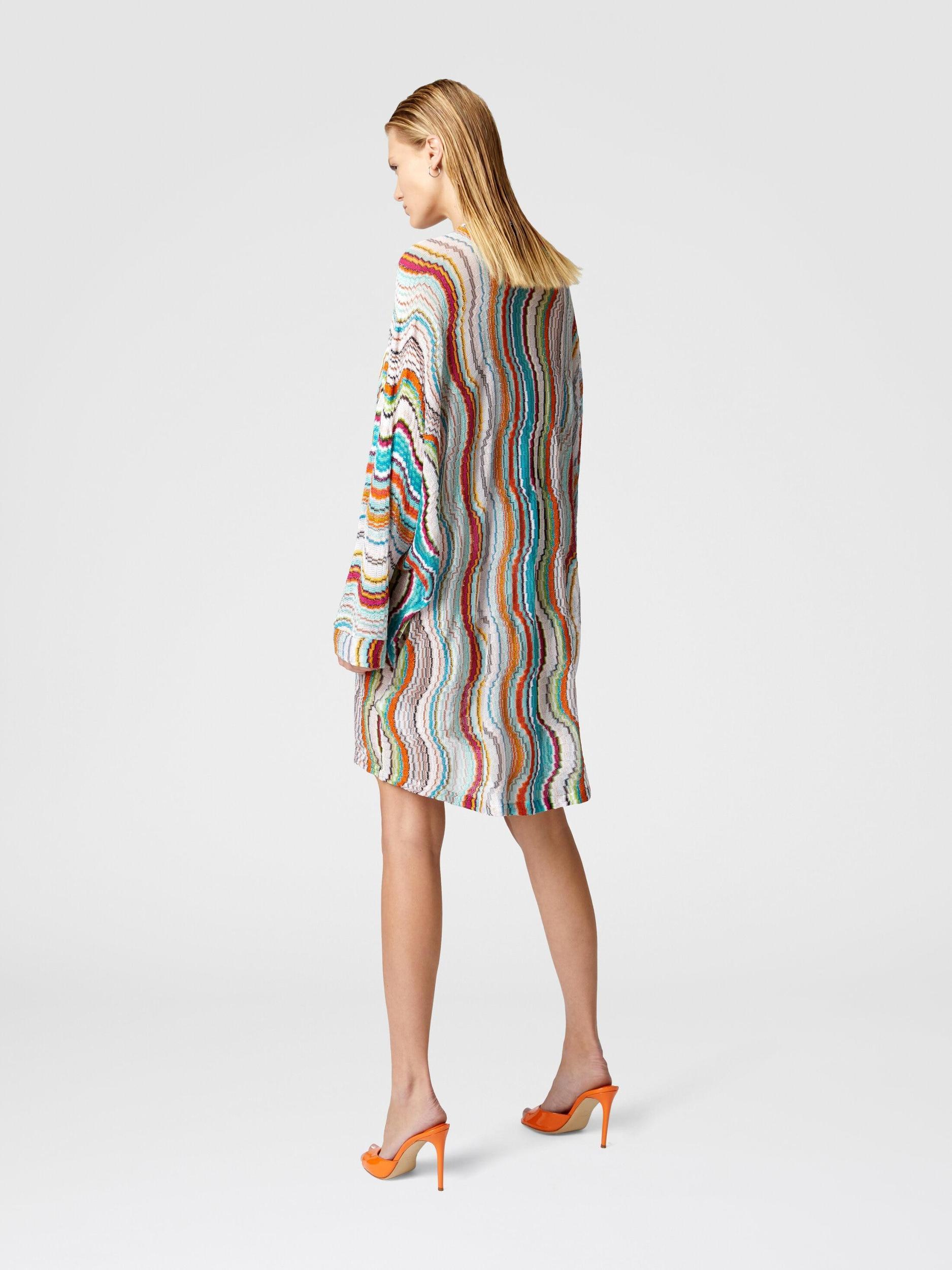 Long-sleeved cover-up kaftan with lamé wave motif Product Image