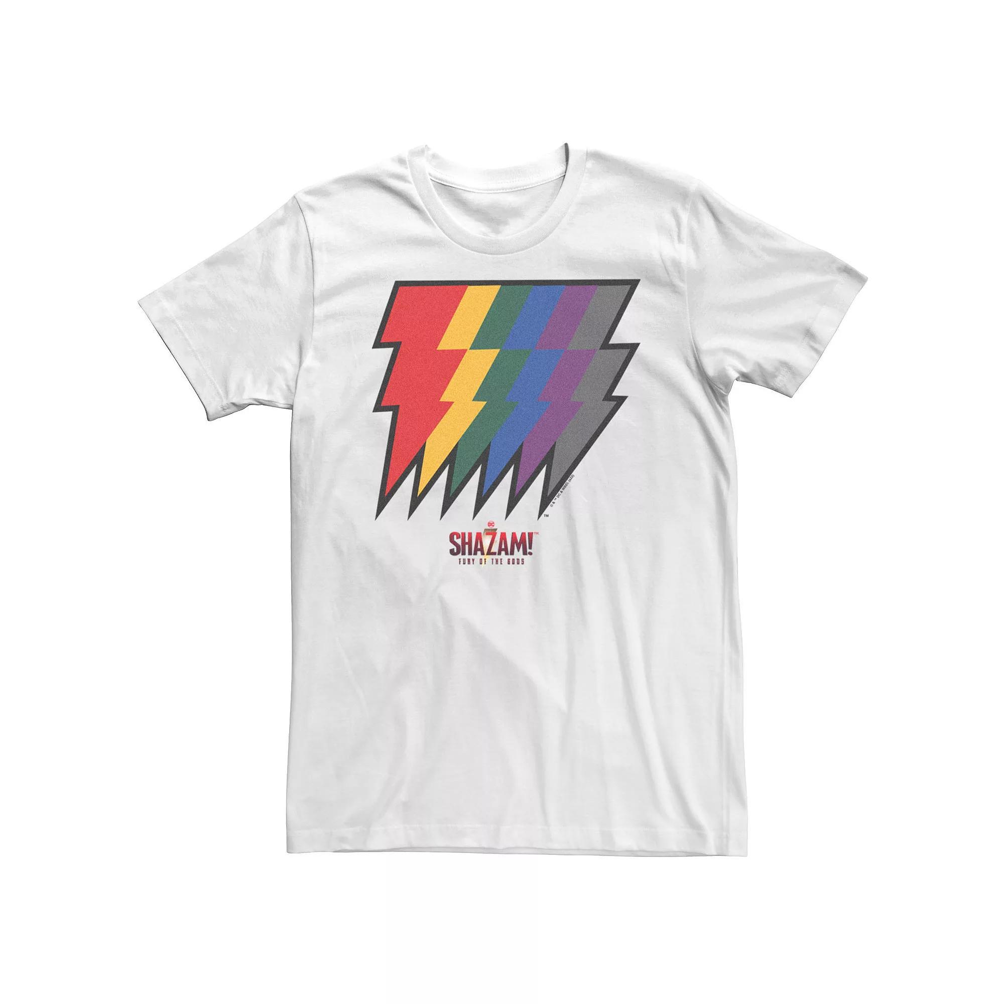 Big & Tall Shazam Fury Of The Gods Rainbows Bolts Logo Tee, Men's, Size: 4XL Tall, White Product Image