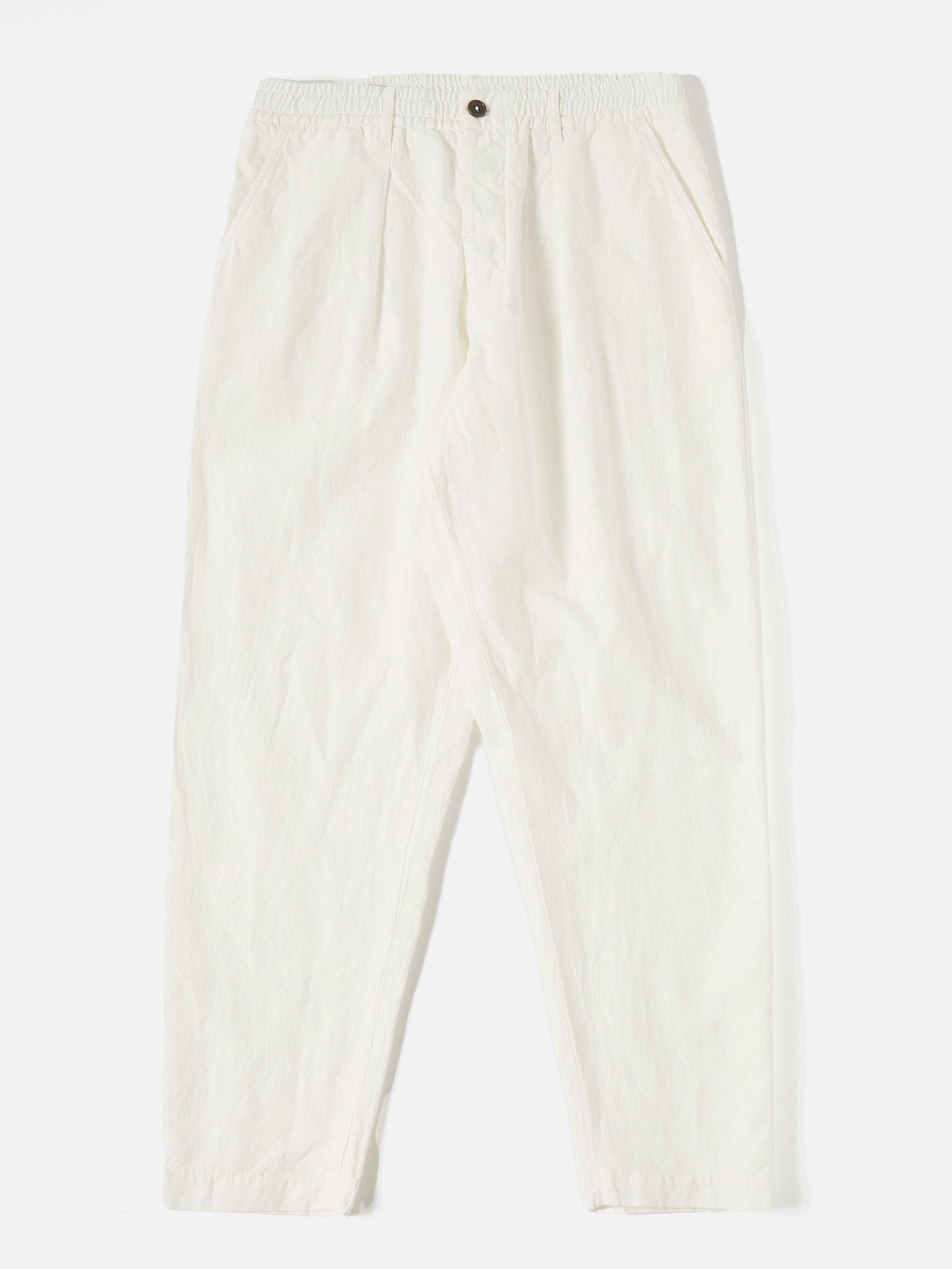Universal Works Pleated Track Pant in Ecru Linen Slub Weave Product Image