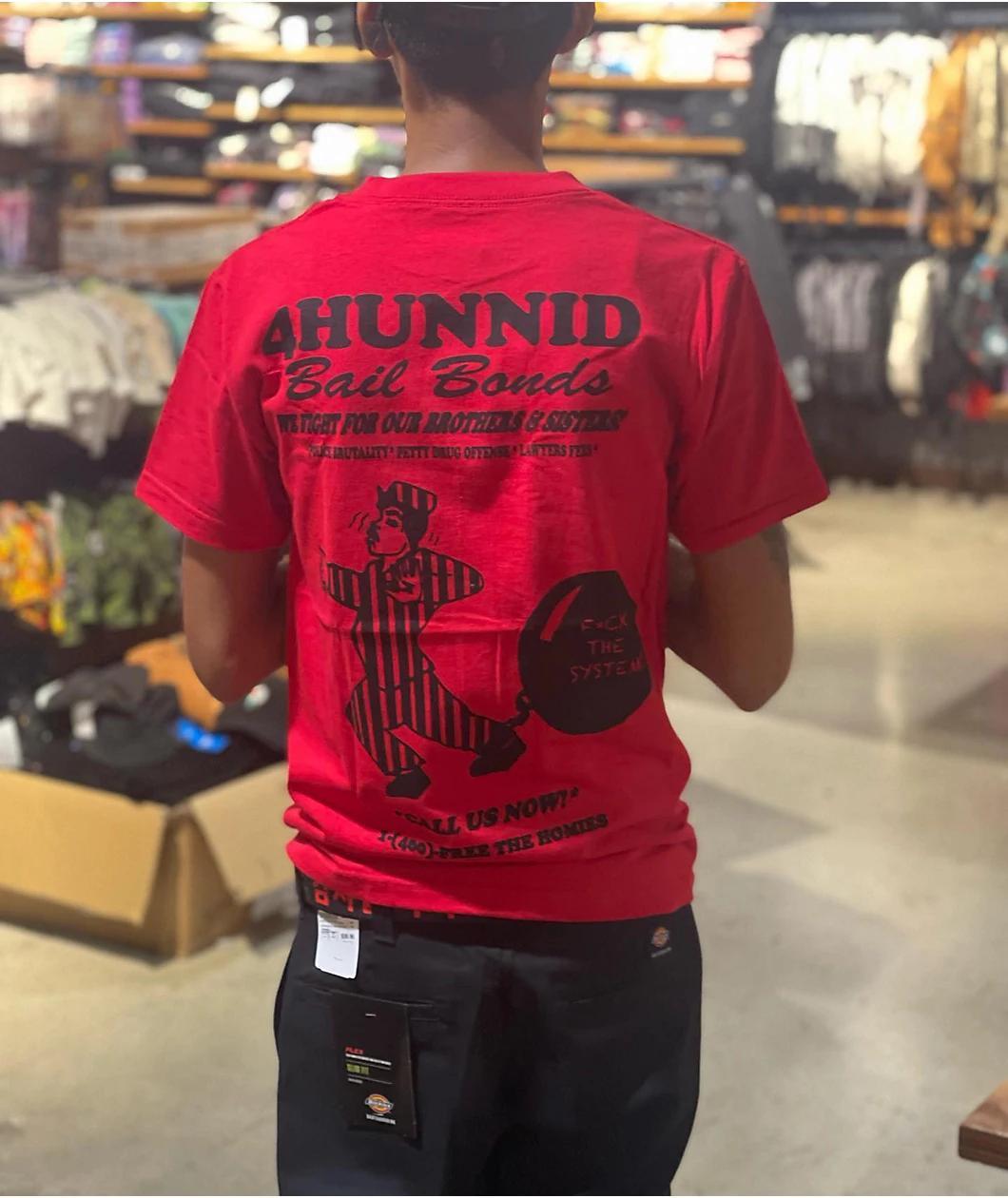 4Hunnid Bail Bonds Red T-Shirt Product Image