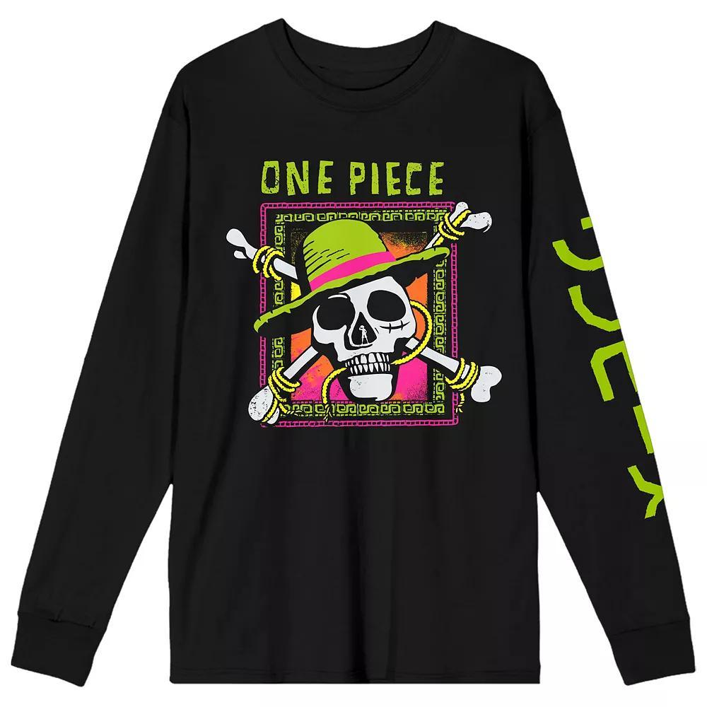 Juniors' One Piece Neon Skull Long Sleeve Graphic Tee, Women's, Size: Large, Black Product Image