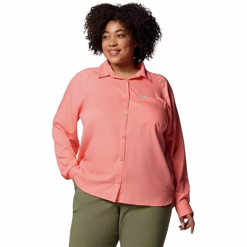 Plus Size Columbia Anytime Lite Button-Front Shirt, Women's, Size: 1XL, Alpenglow Product Image