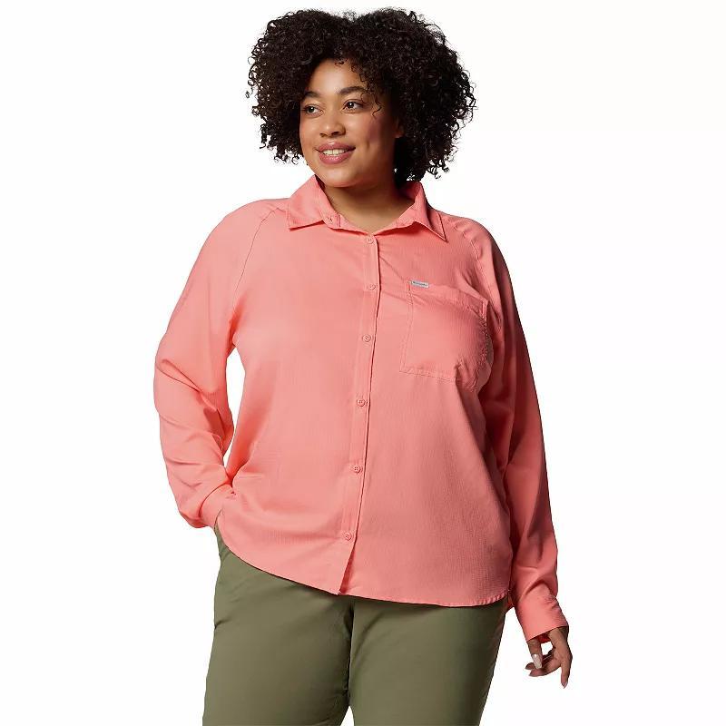 Plus Size Columbia Anytime Lite Button-Front Shirt, Women's, Size: 1XL, Alpenglow Product Image