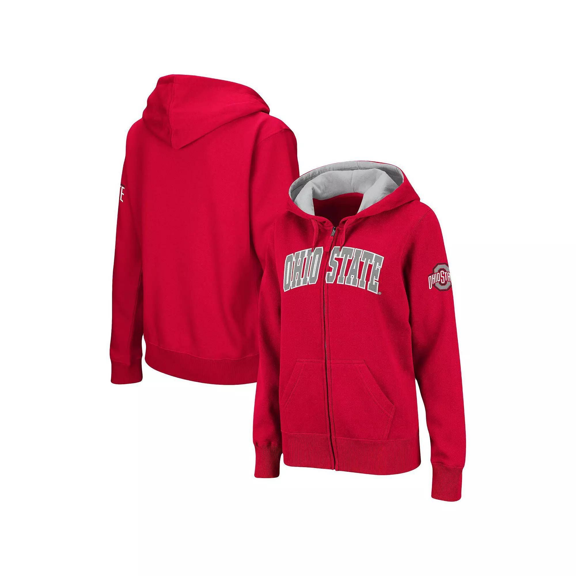 Women's Scarlet Ohio State Buckeyes Arched Name Full-Zip Hoodie, Size: Large, Red Product Image