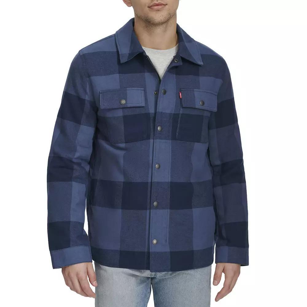 Men's Levi's® Cotton Plaid Shacket, Size: Medium, Blue Plaid Product Image