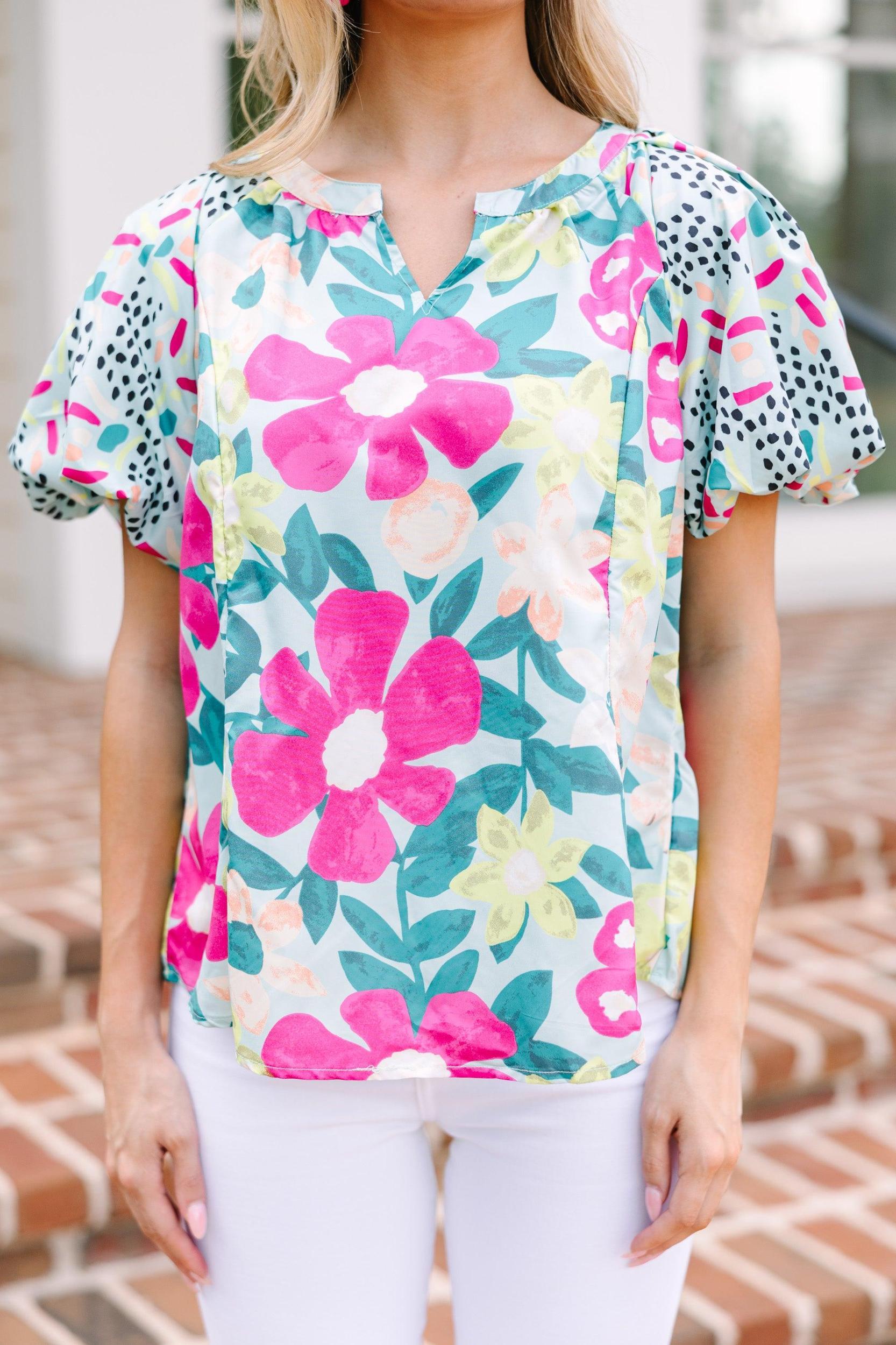 Forever Young Mint Green Floral Blouse Female Product Image