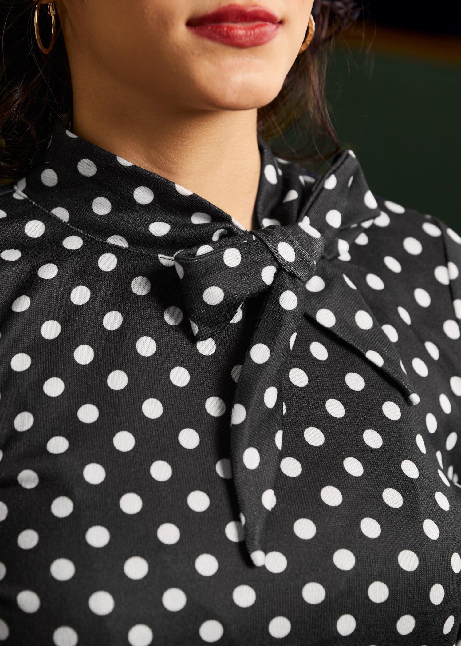 Rydell High Revisited Long Sleeve Tie-Neck Top Product Image