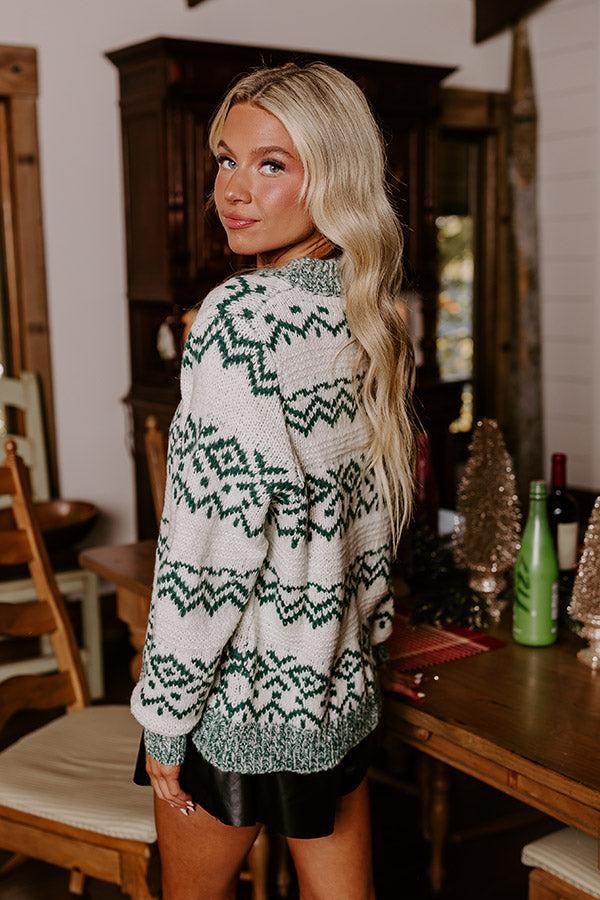 Whispering Pines Knit Sweater in Hunter Green Product Image