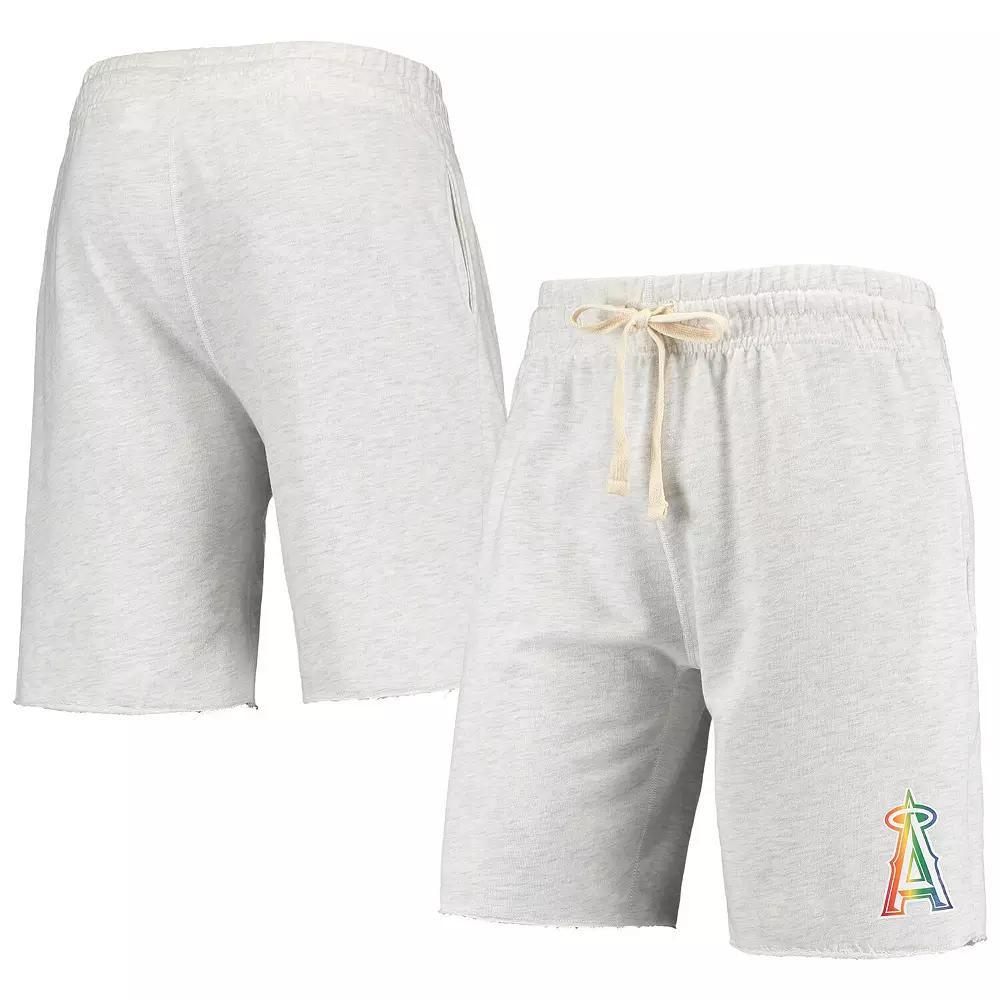 Men's Concepts Sport Oatmeal Los Angeles Angels Mainstream Logo Terry Tri-Blend Shorts, Size: Large, Team Product Image