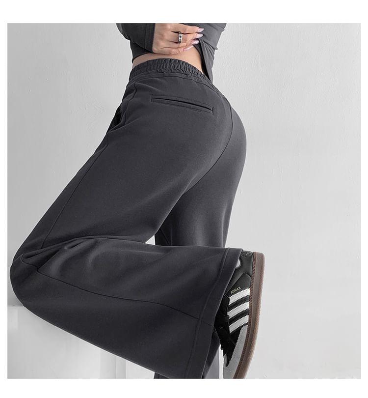 Drawstring-Waist Wide-Leg Sweatpants With Side Pockets in 5 Colors Product Image