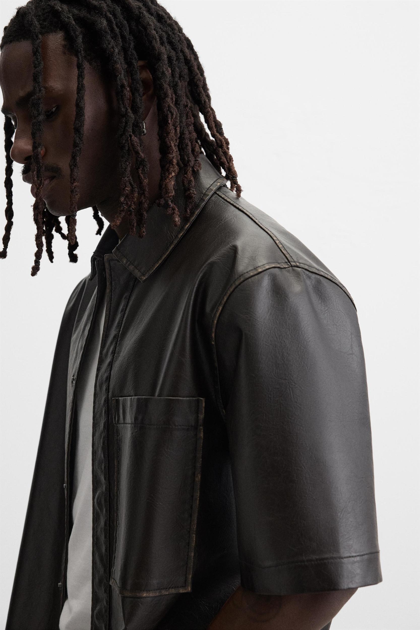 FAUX LEATHER OVERSHIRT Product Image