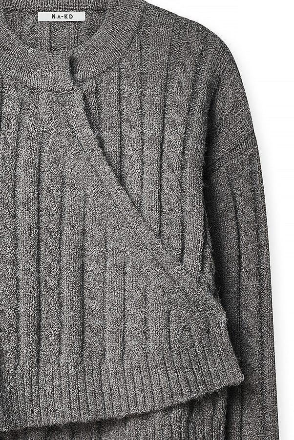 Cable Knitted Wrap Sweater Product Image