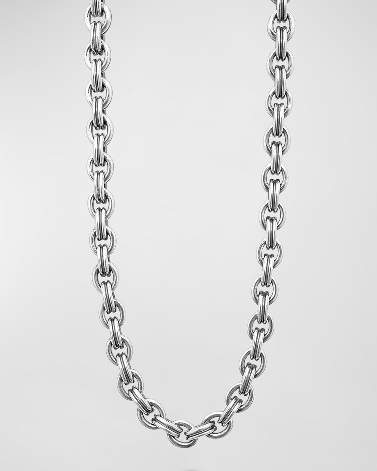 Mens Sterling Silver and 18K Gold Anthem Double Link Chain Necklace, 9.5mm, 20in Product Image