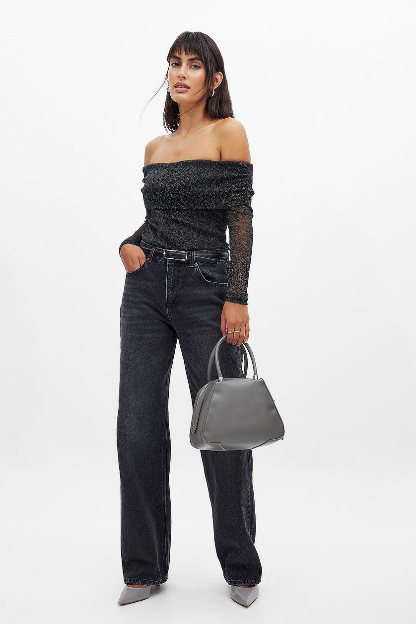 Off Shoulder Glitter Mesh Top Product Image