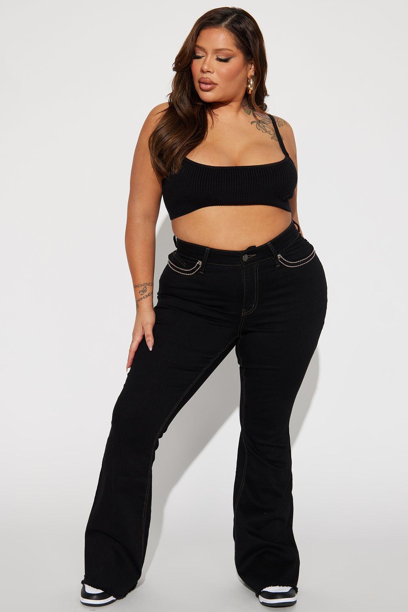 Dallas Mid Rise Stretch Flare Jeans - Black Product Image
