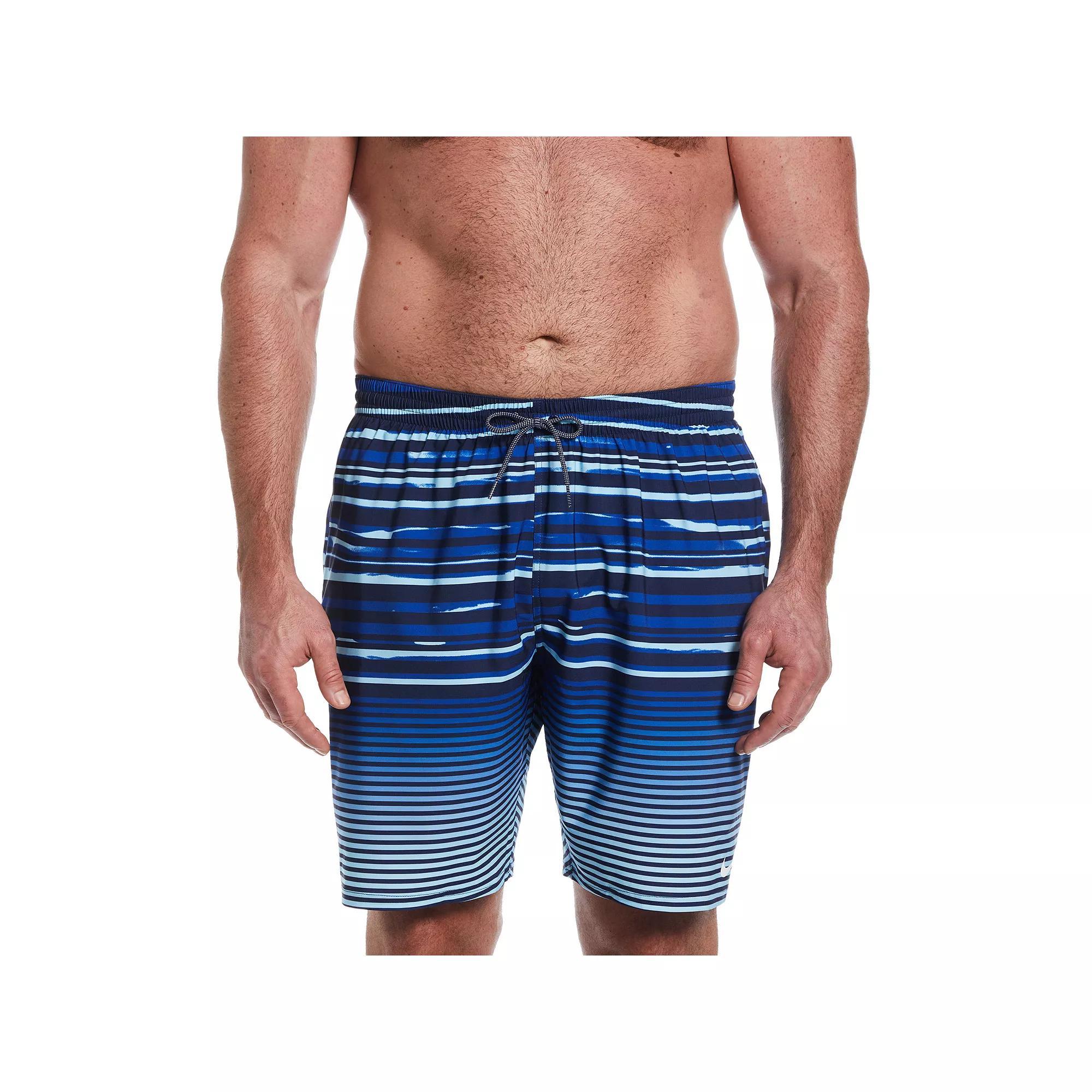 Big & Tall Nike 9-in. Stripe Breaker Swim Trunks, Men's, Size: 2XB, Black Navy Product Image