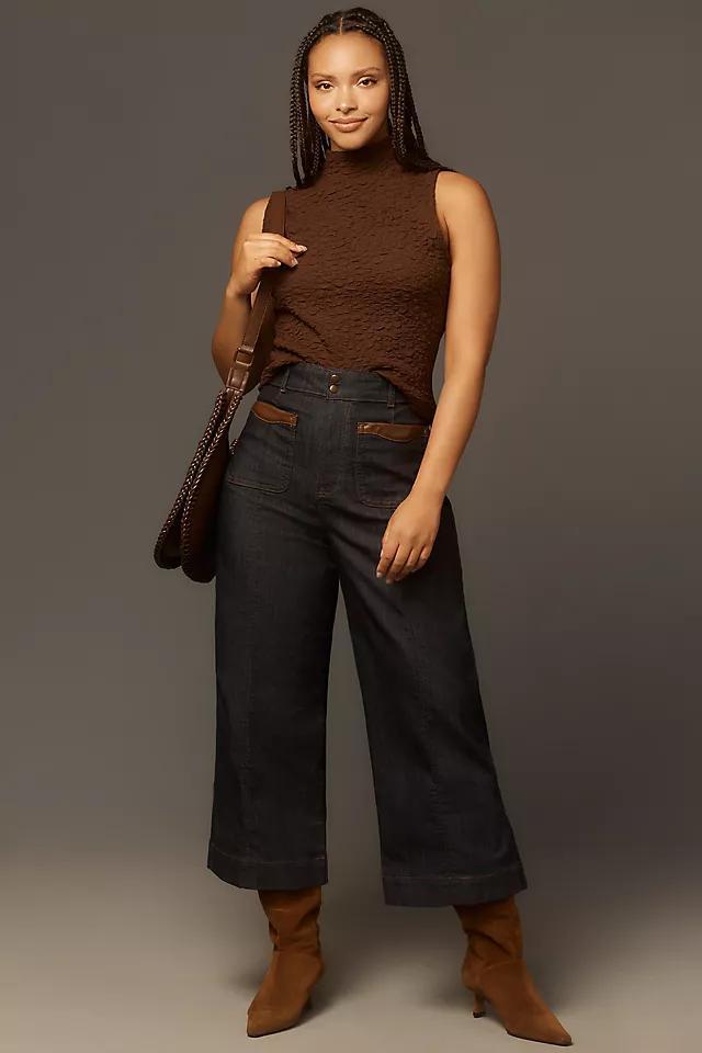 Maeve Contrast-Stitch High-Rise Crop Wide-Leg Jeans Product Image