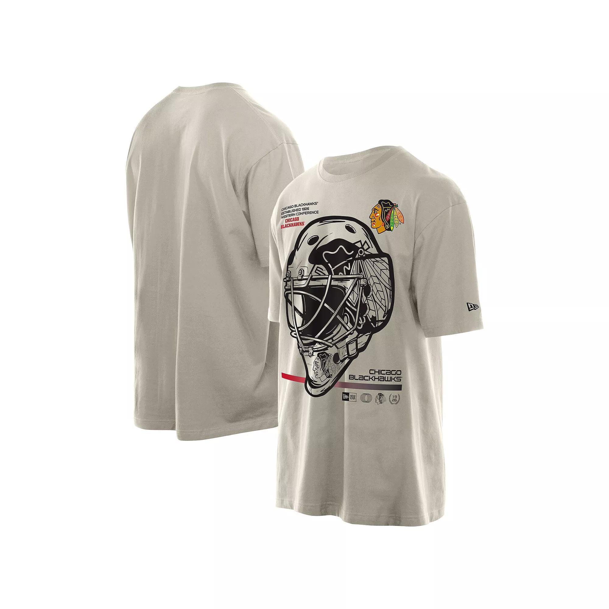 Men's New Era Tan Chicago Blackhawks Goalie Mask T-Shirt, Size: XL, Team Product Image