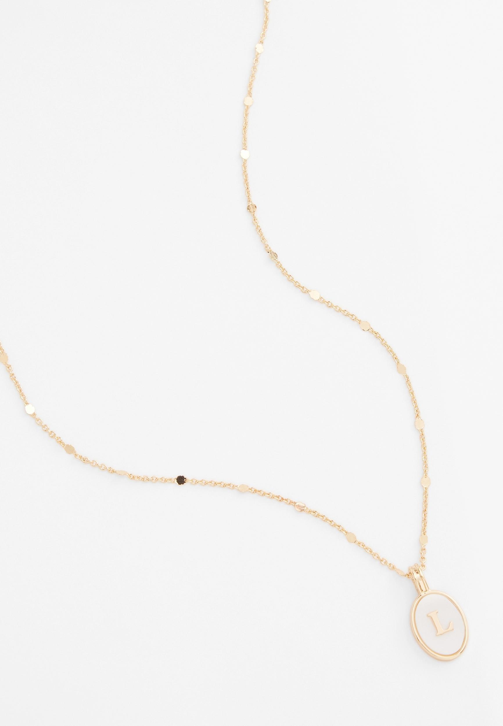 Gold Oval Initial Pendant Necklace Product Image