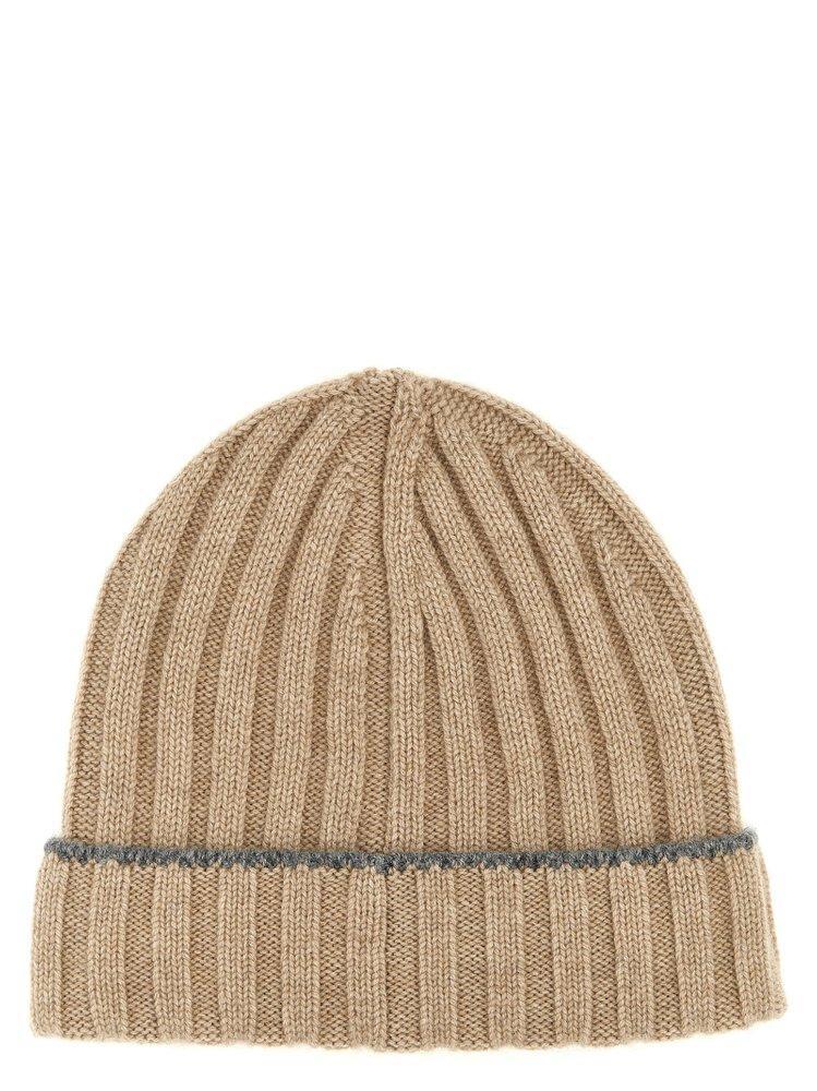 BRUNELLO CUCINELLI Contrast Line Beanie In Beige Product Image