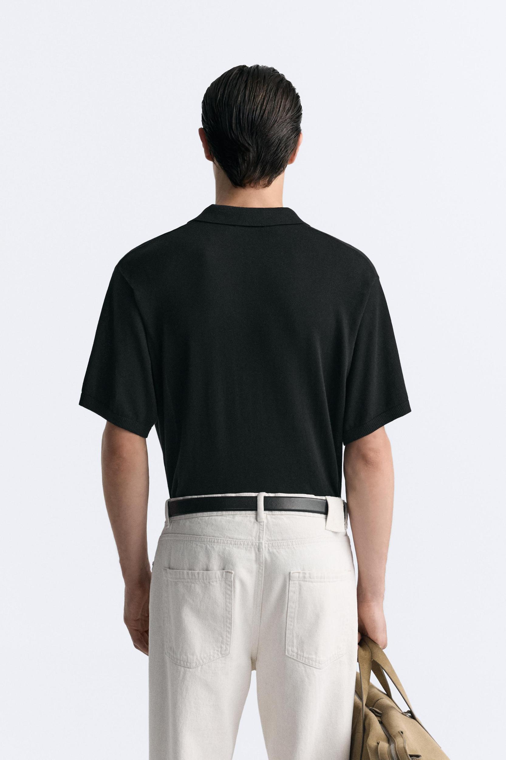 BUTTONED KNIT POLO TOP Product Image