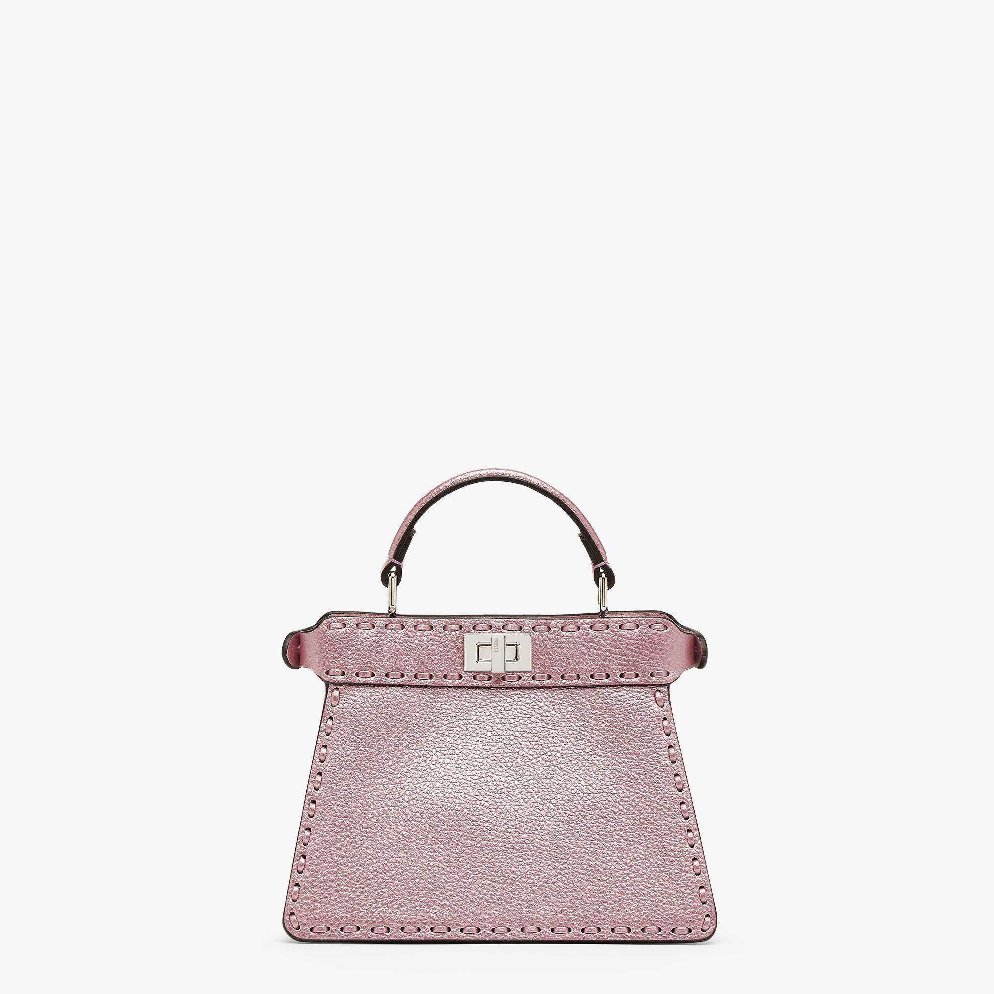 Peekaboo ISeeU PetiteMetallic pink Selleria bag with 306 hand-sewn topstitches Product Image