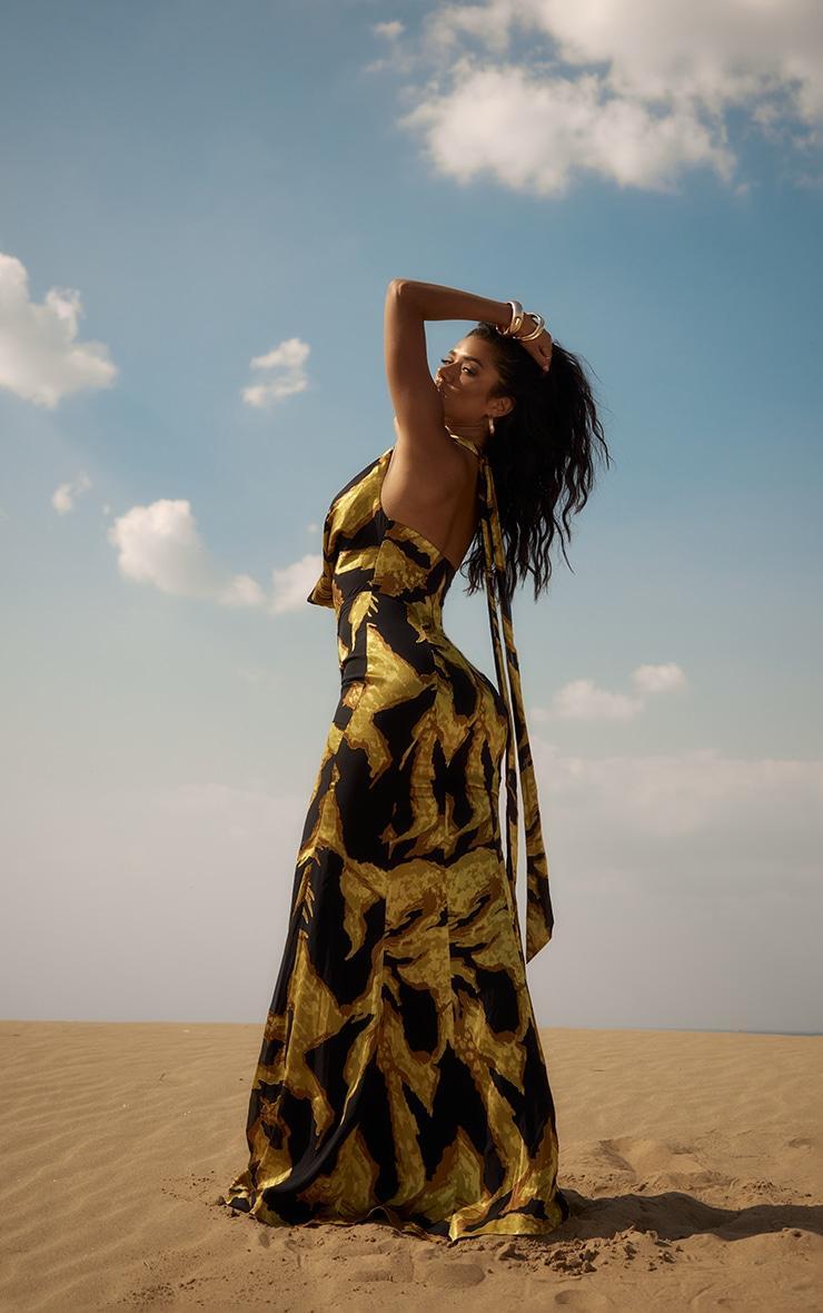 Premium Multi Burnout Chiffon Extreme Cowl Maxi Dress Product Image