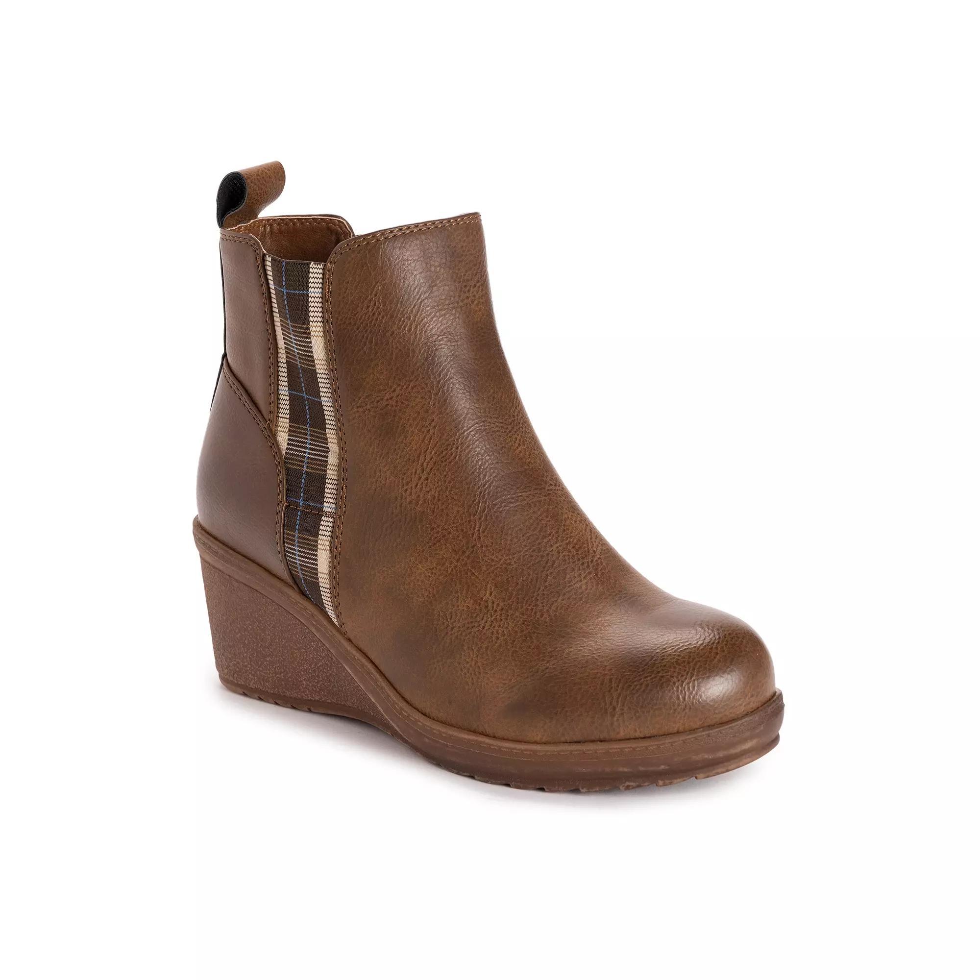 MUK LUKS England Women's Wedge Ankle Boots, Size: 8, Brown Product Image