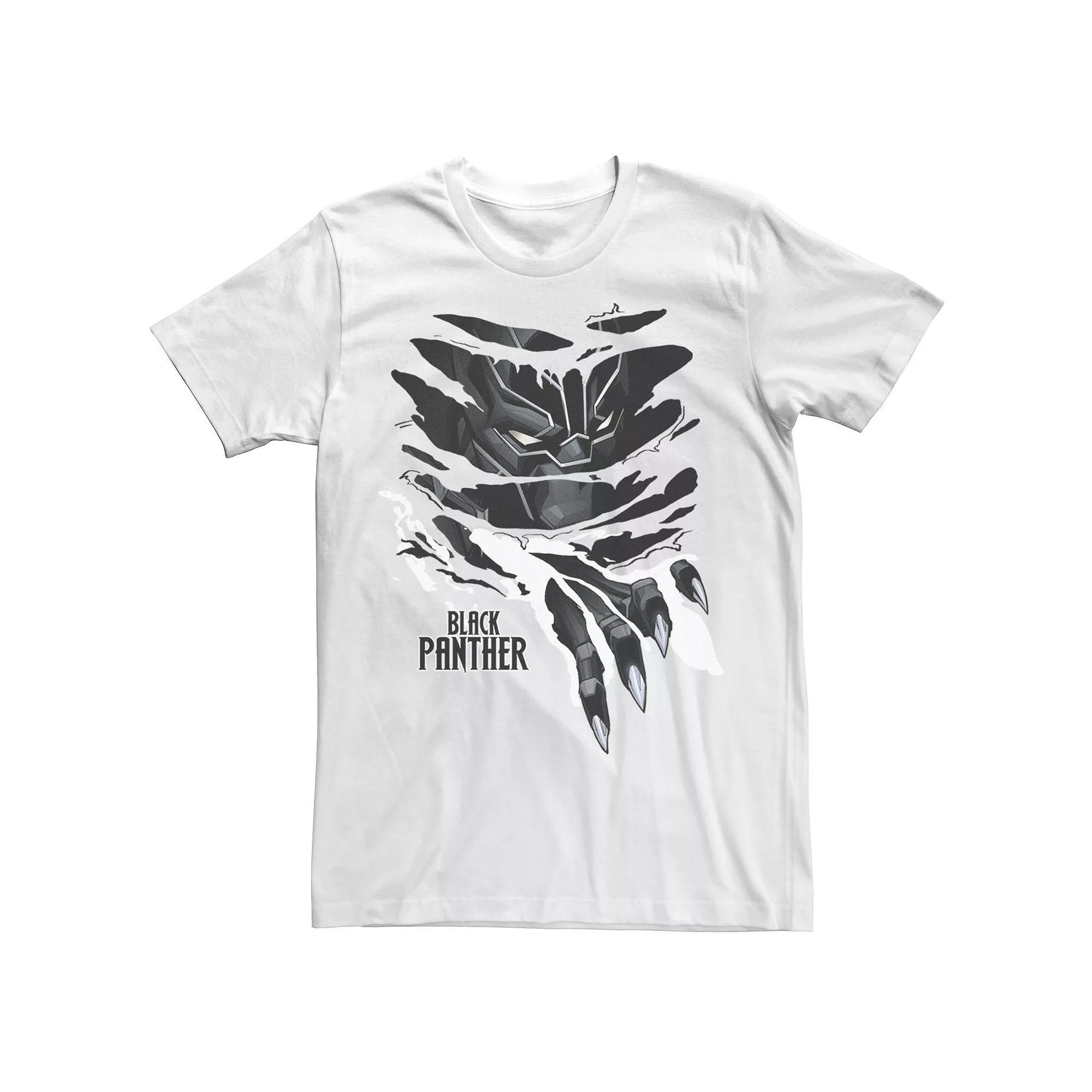 Big & Tall Marvel Black Panther Scratch Through Tee, Men's, Size: 4XLT, White Product Image