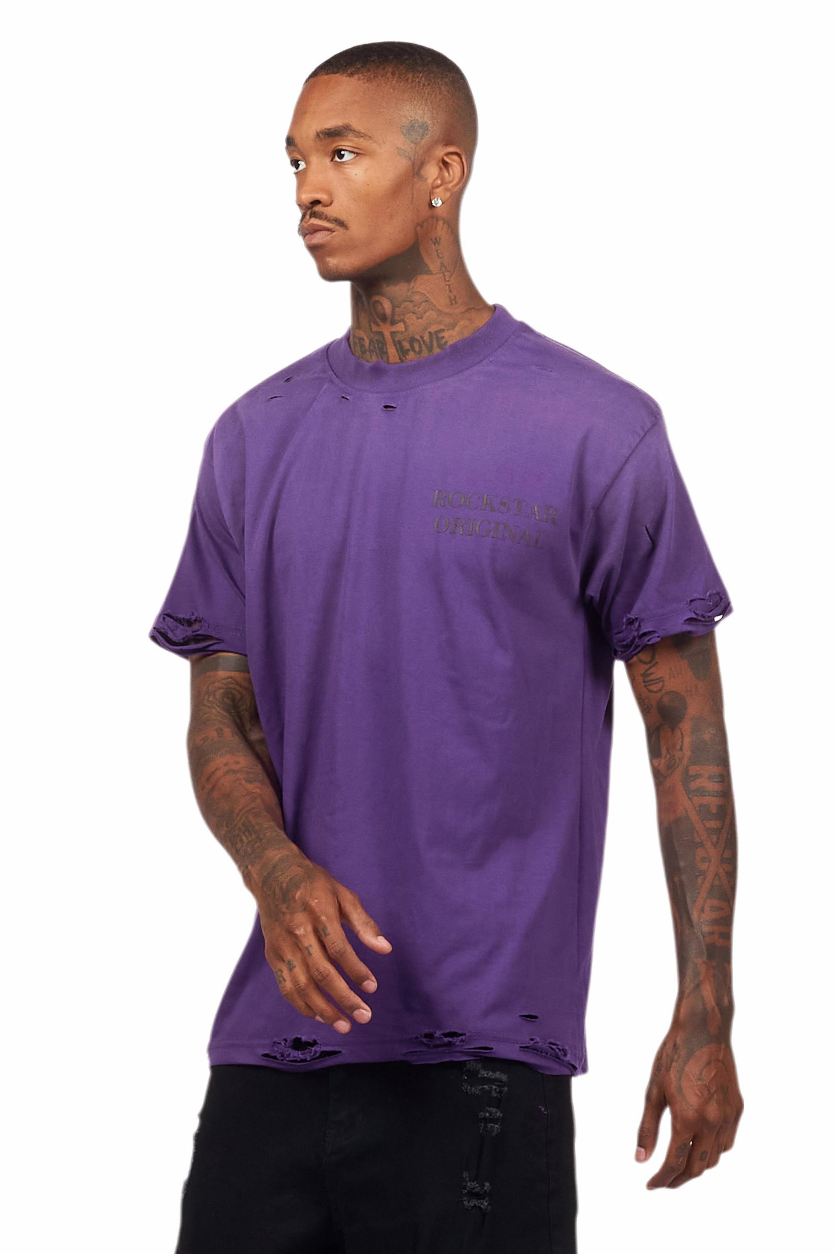 Drako Purple Oversized Graphic T-Shirt Male Product Image