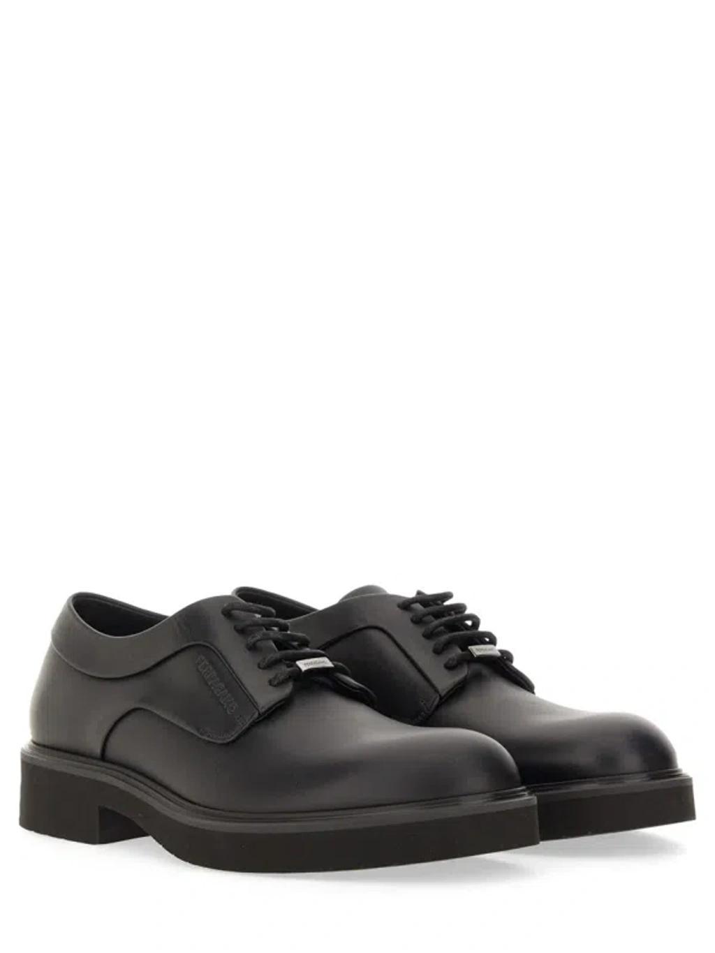 FERRAGAMO Elegant Derby Dress Shoes With Unique Ornamentation In Black Product Image