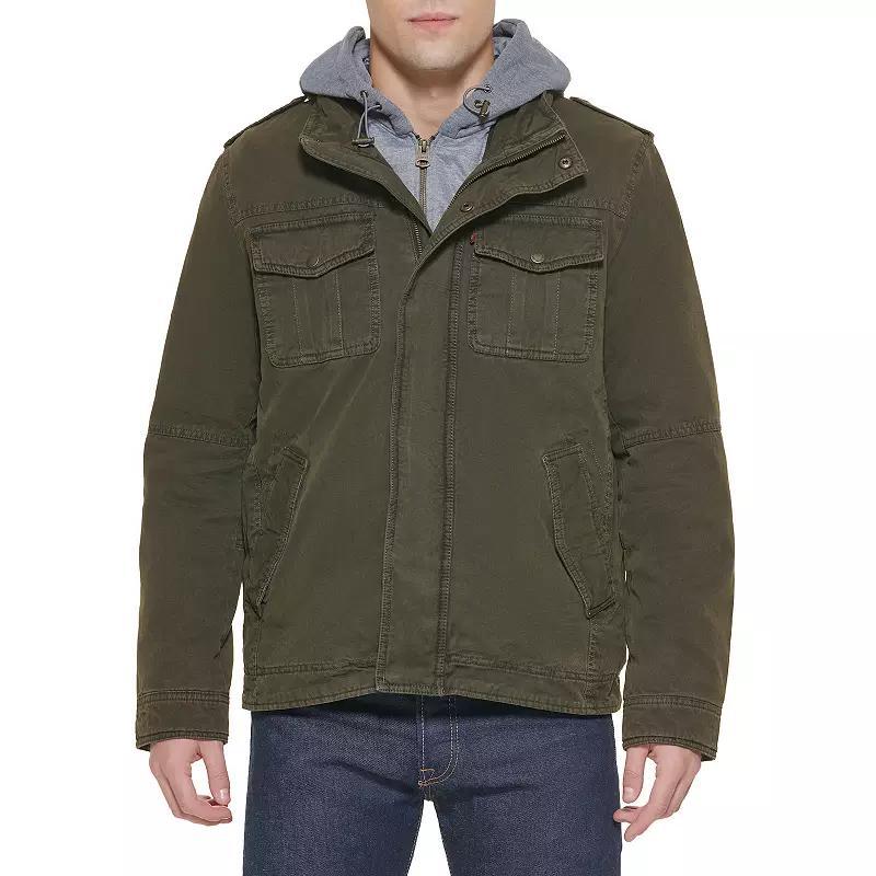 Men's Levi's® Hooded Sherpa Lined Trucker Jacket, Size: Small, Green Product Image
