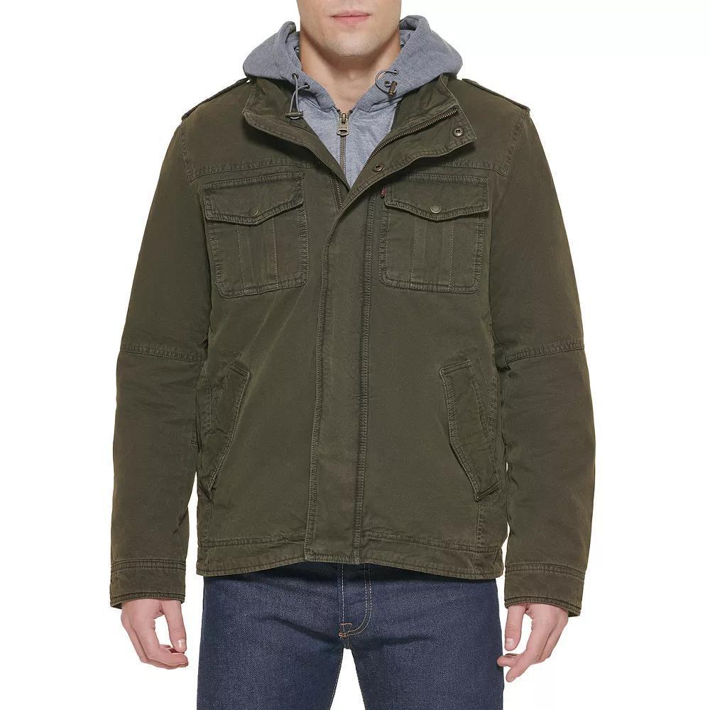 Men's Levi's® Hooded Sherpa Lined Trucker Jacket, Size: Small, Green Product Image