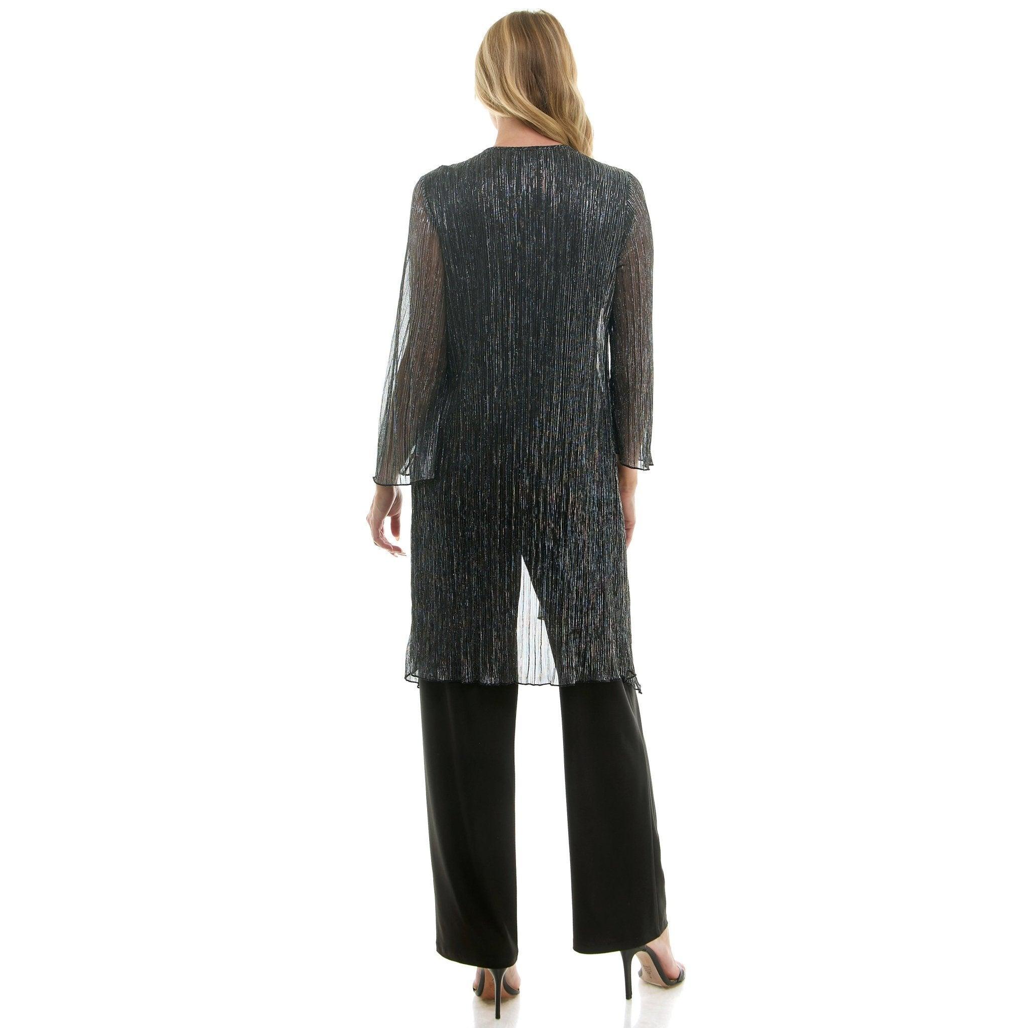 2Fer Pant Set w/ Detachable Necklace- Black/Silver Product Image
