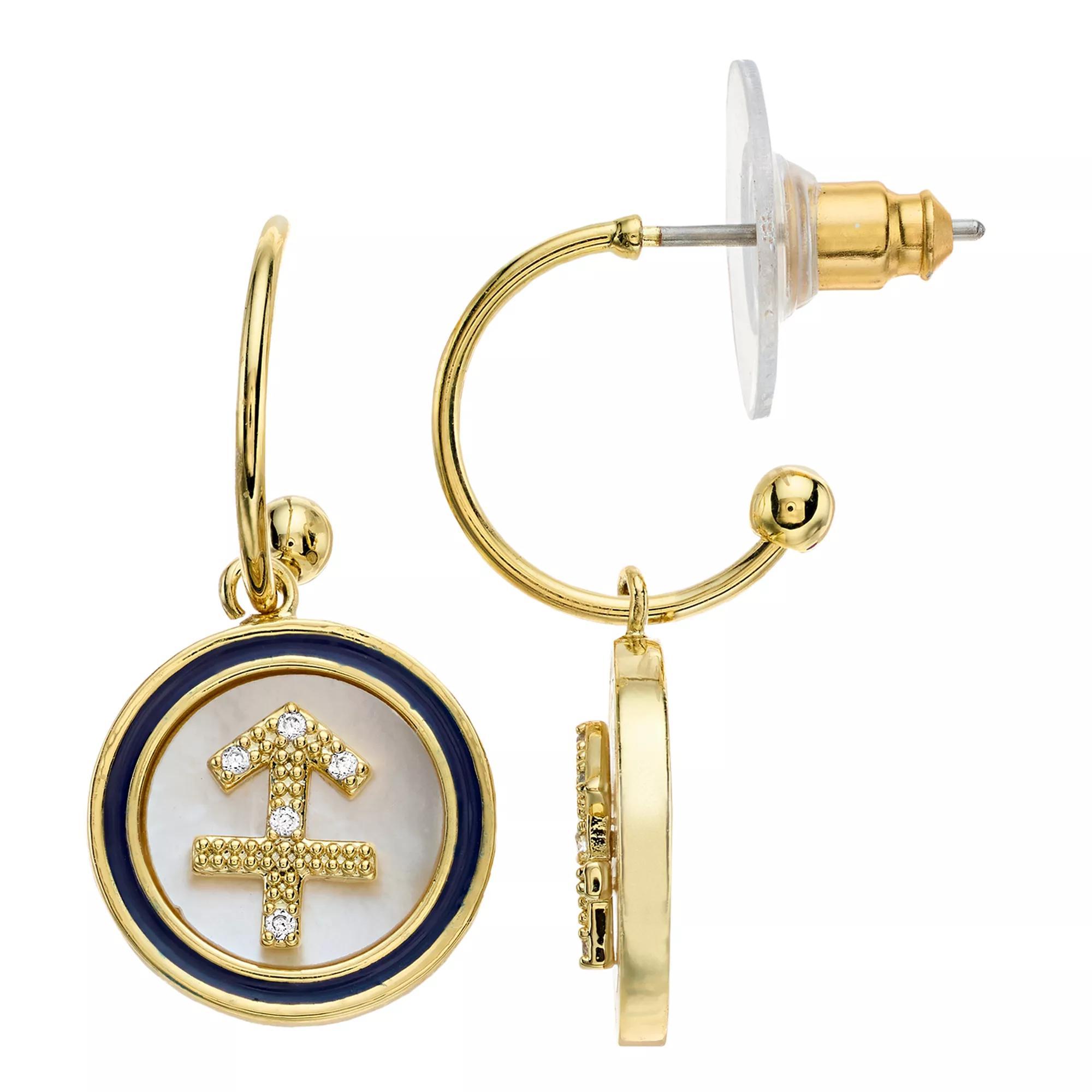 City Luxe Mother of Pearl Aquarius Drop Earrings, Women's, Gold Tone Libra Product Image