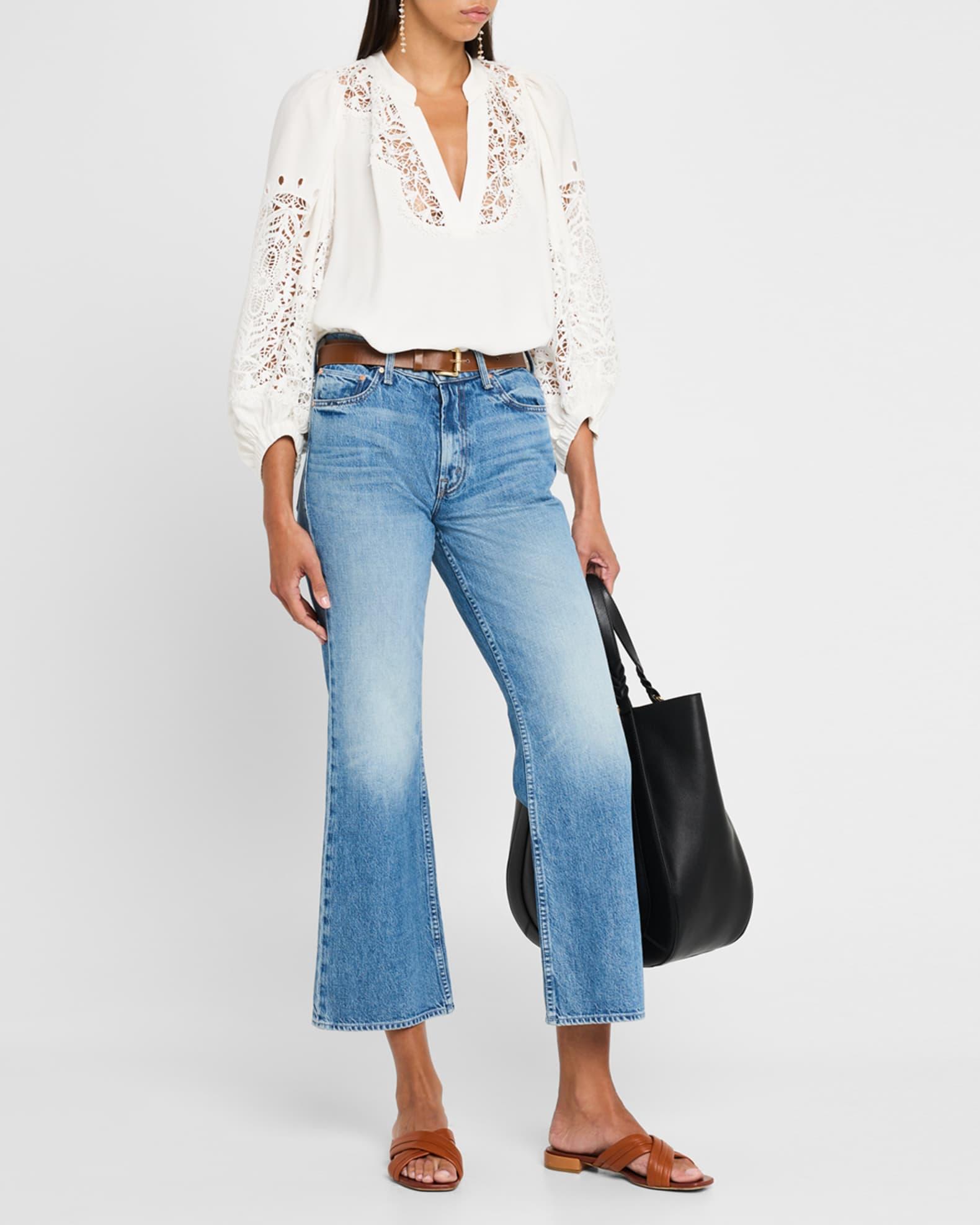 Bell Balloon-Sleeve Lace Inset Blouse Product Image