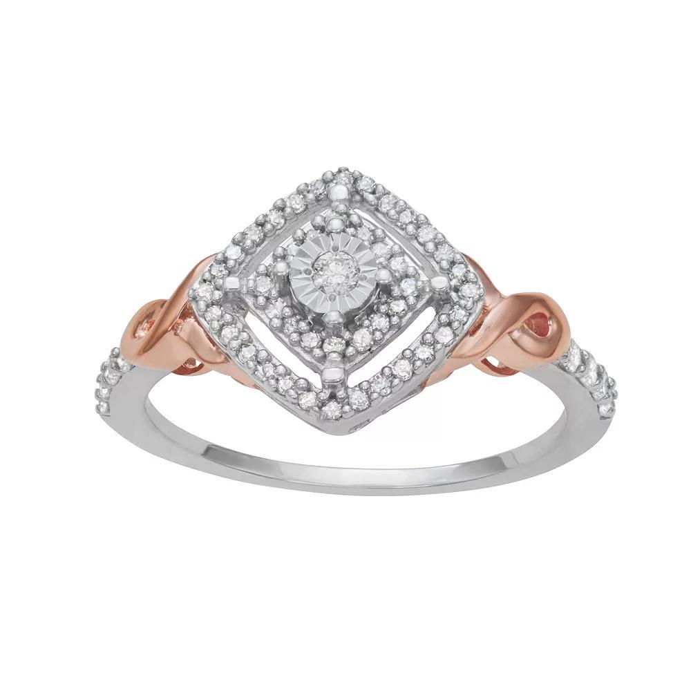 HDI Two Tone Sterling Silver 1/4 Carat T.W. Diamond Ring, Women's, Size: 7 Product Image