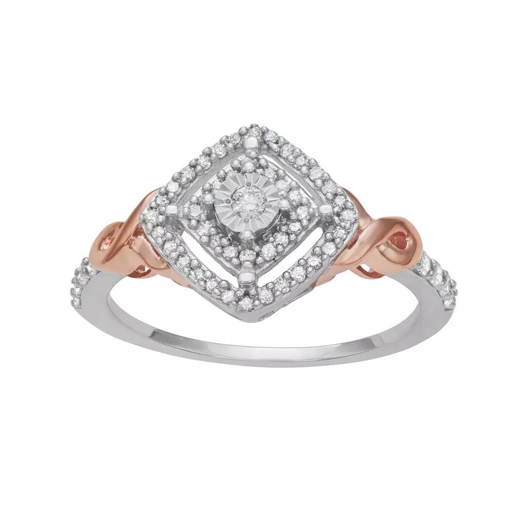 HDI Two Tone Sterling Silver 1/4 Carat T.W. Diamond Ring, Women's, Size: 7 Product Image