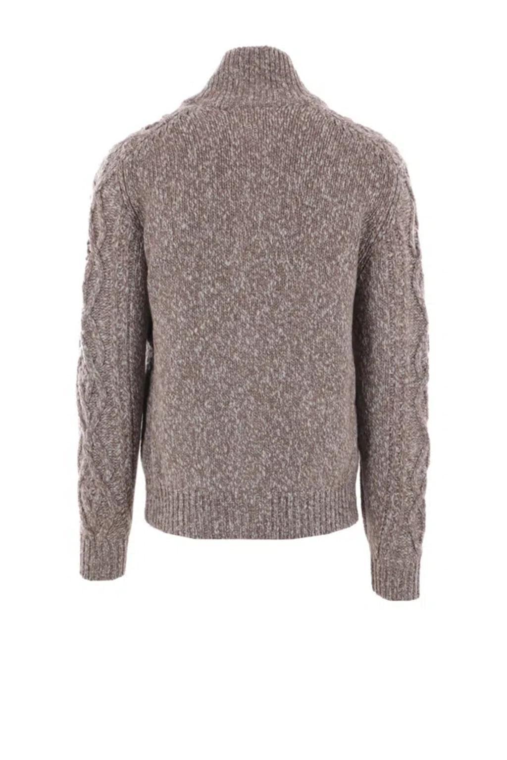BRUNELLO CUCINELLI Cable-knit Mélange-effect Cardigan In Brown Product Image