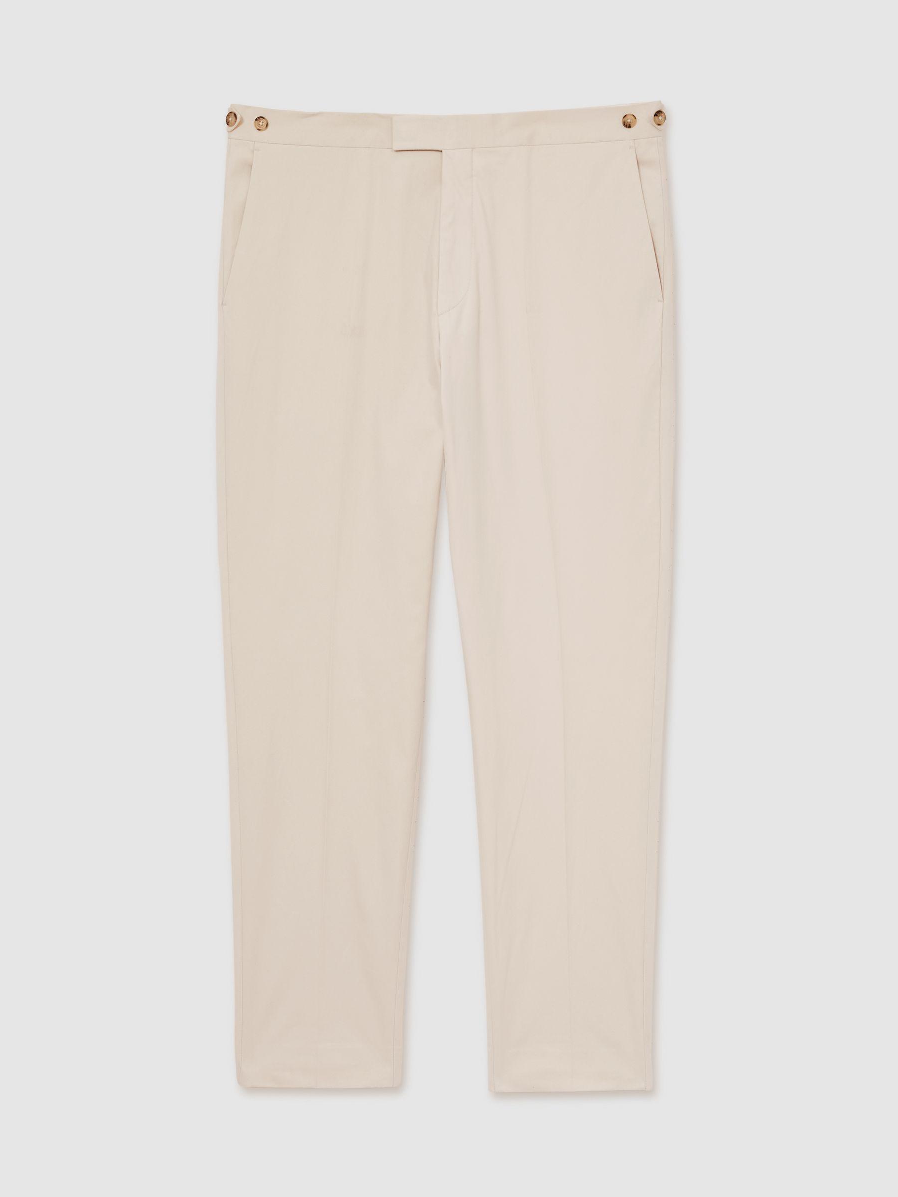 Slim-Fit Linen Herringbone Suit Trousers in White Product Image