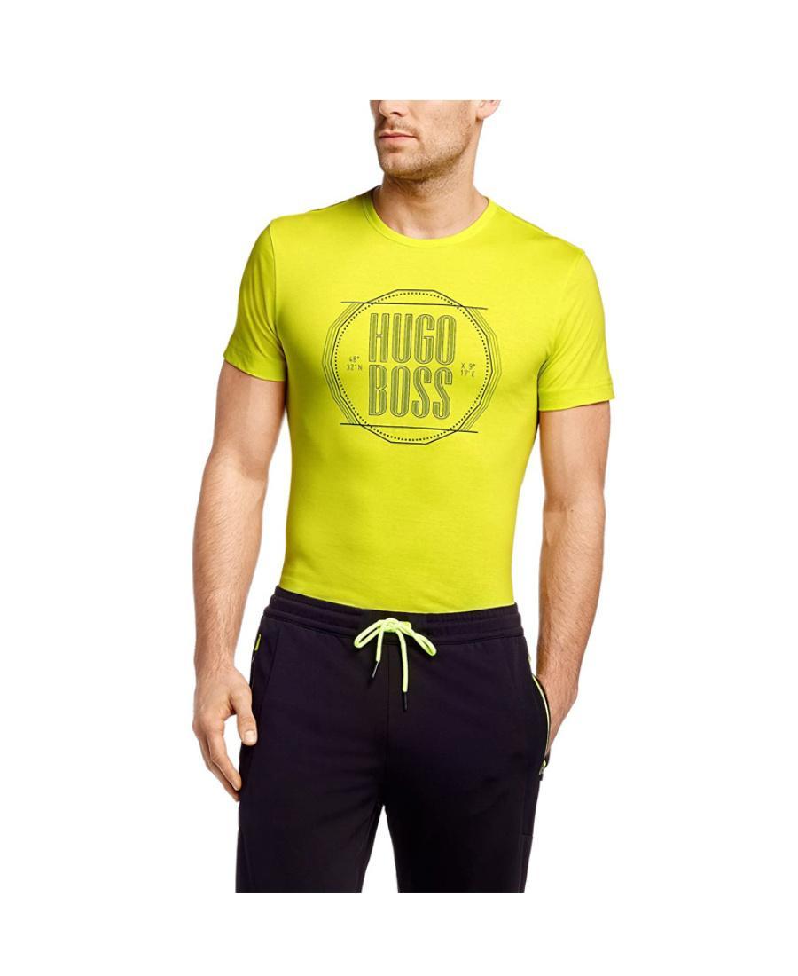 HUGO BOSS T-shirt With Round Neck And Short Sleeves In Yellow Product Image