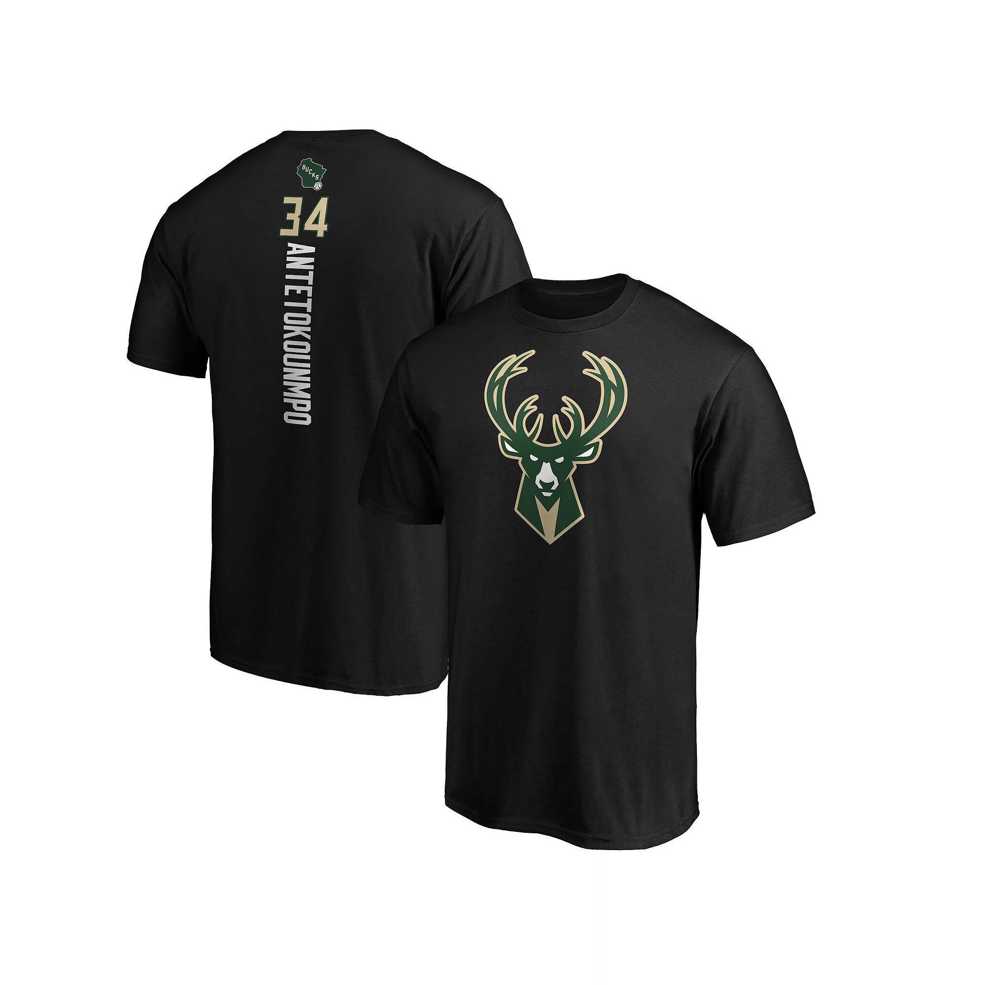 Men's Fanatics Branded Giannis Antetokounmpo Black Milwaukee Bucks Team Playmaker Name & Number T-Shirt, Size: 3XL Product Image