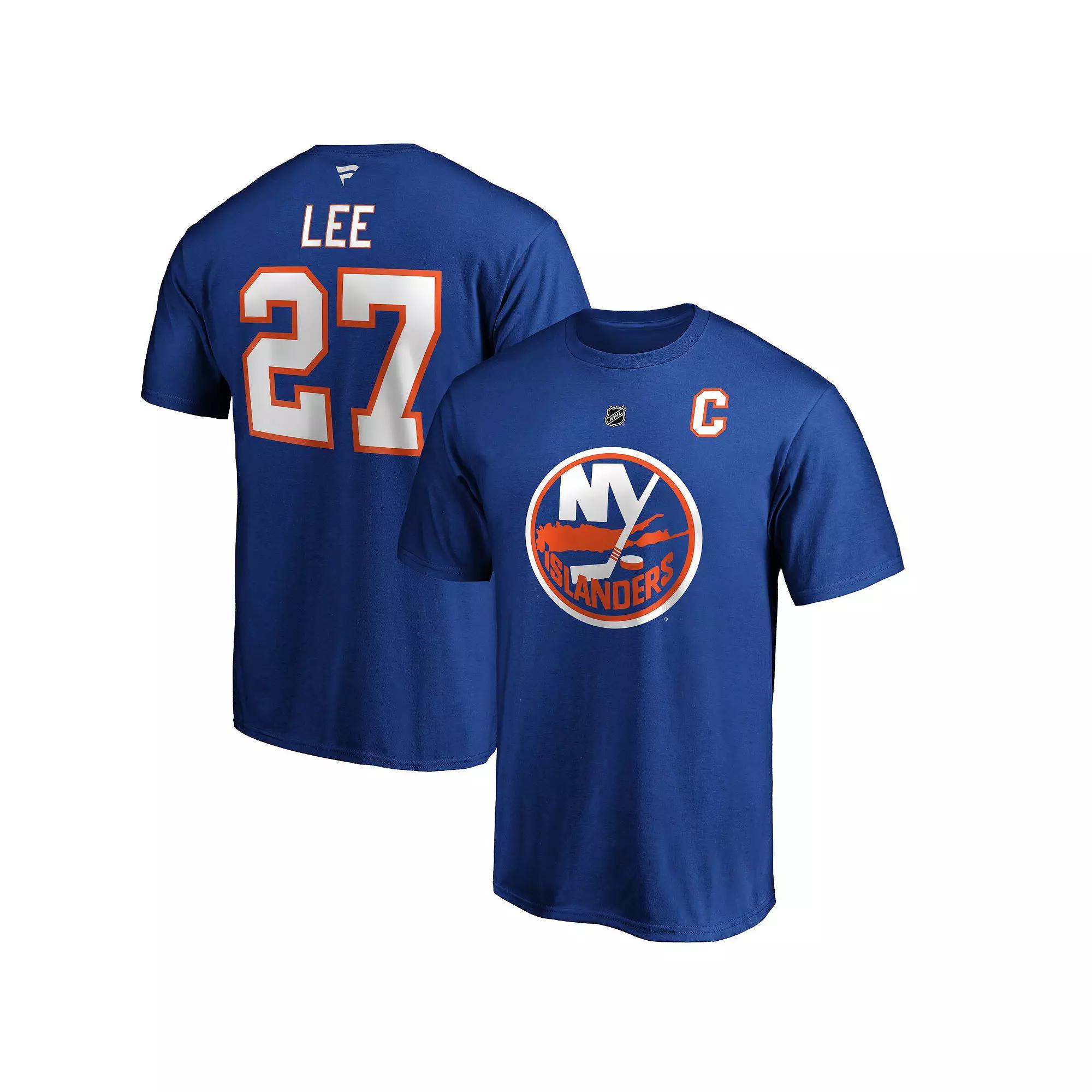 Men's Fanatics Branded Anders Lee Royal New York Islanders Authentic Stack Name & Number T-Shirt, Size: XL, Isl Blue Product Image