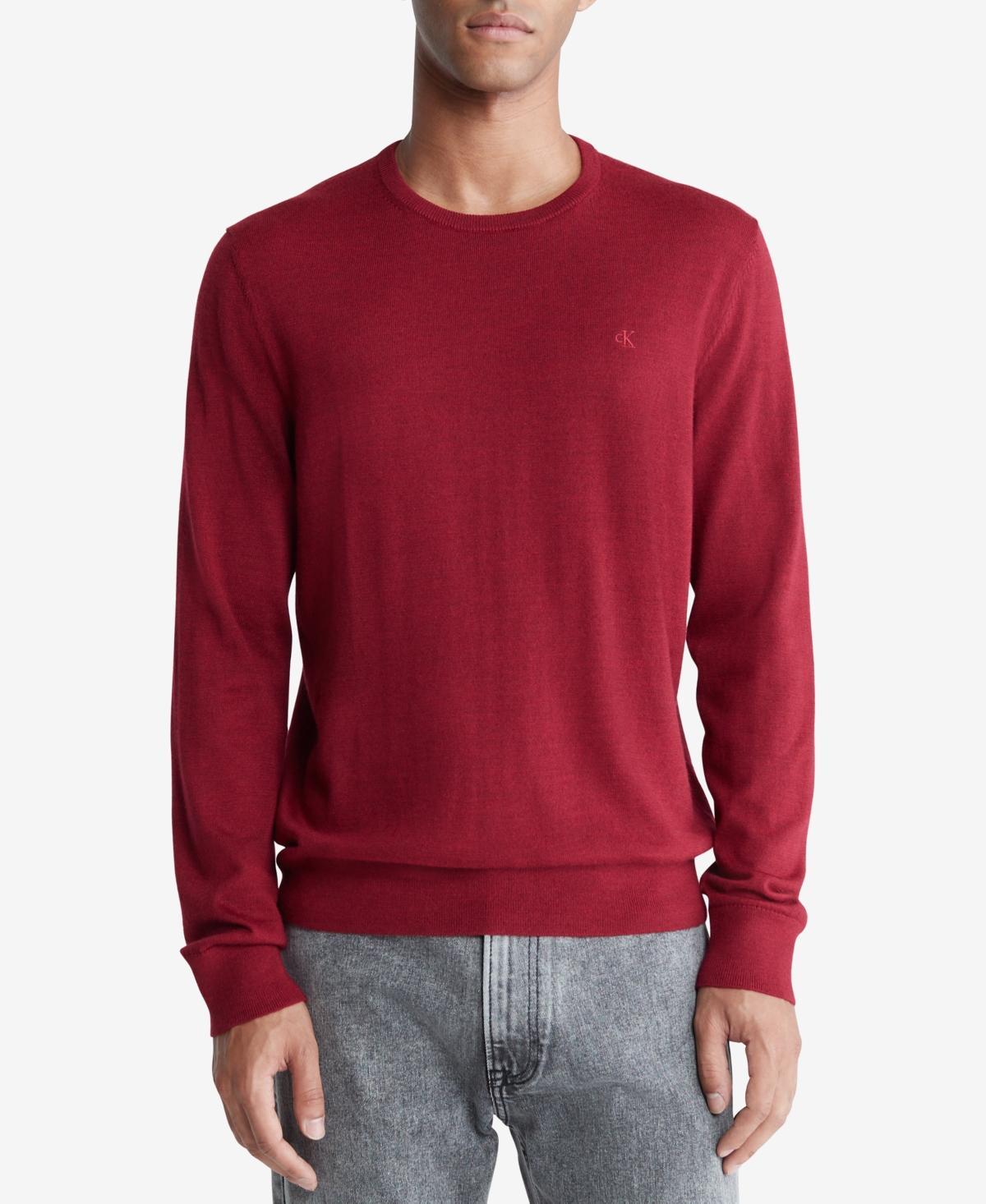 Calvin Klein Men's Extra Fine Merino Blend Crewneck Sweater - Black - S Product Image