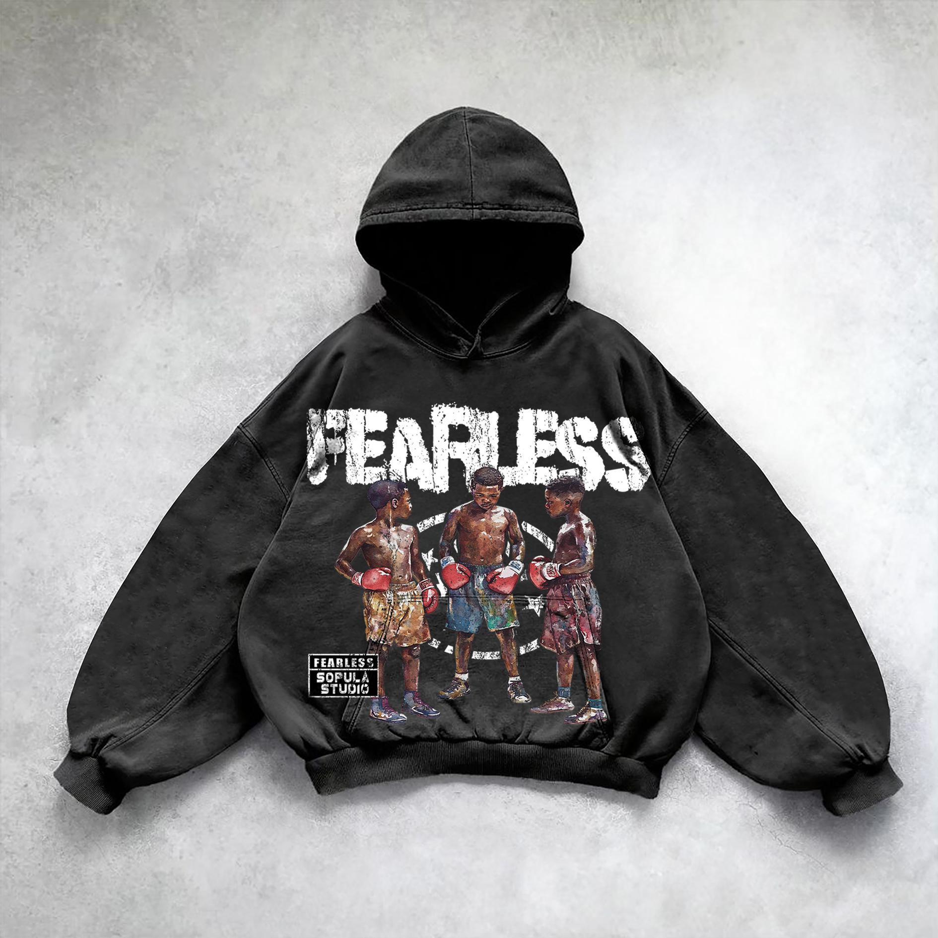 Sopula Studio Boxer Fearless Graphic Print Washed Hoodie Product Image